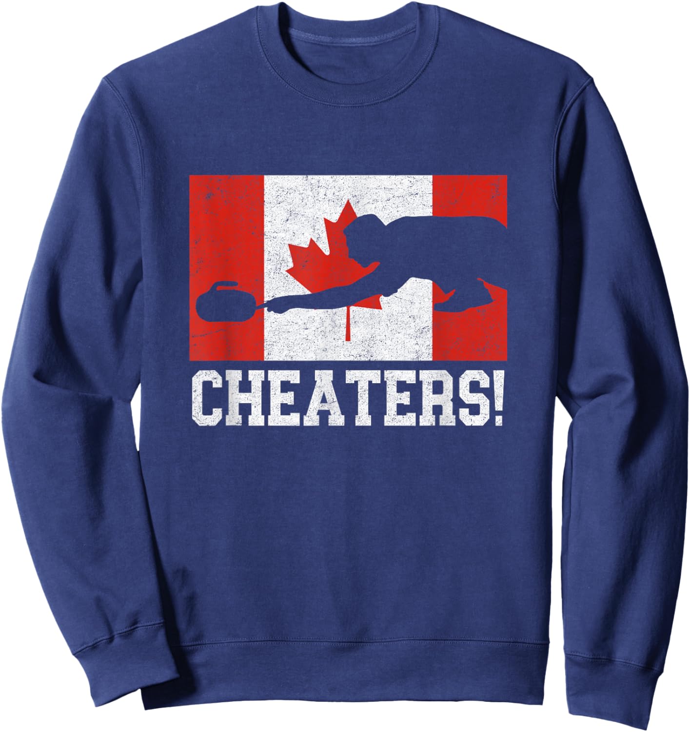 Canada Curling Cheater Canadian Flag Sweatshirt - Sweatshirt | Navy