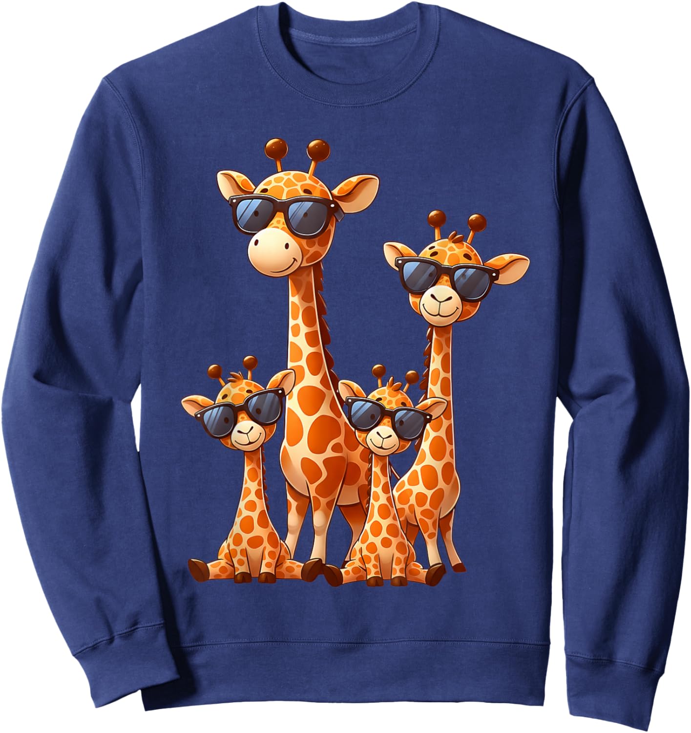 Giraffe Family Sunglasses Safari Zoo Animal Lover Giraffes Sweatshirt - Sweatshirt | Navy