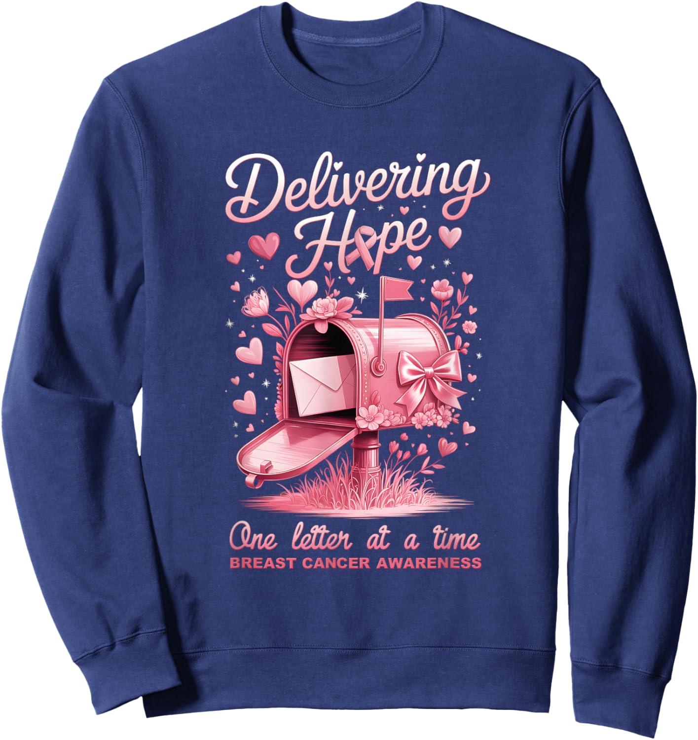 Postal Clerk Breast Cancer Awareness October We Wear Pink Sweatshirt - Sweatshirt | Navy