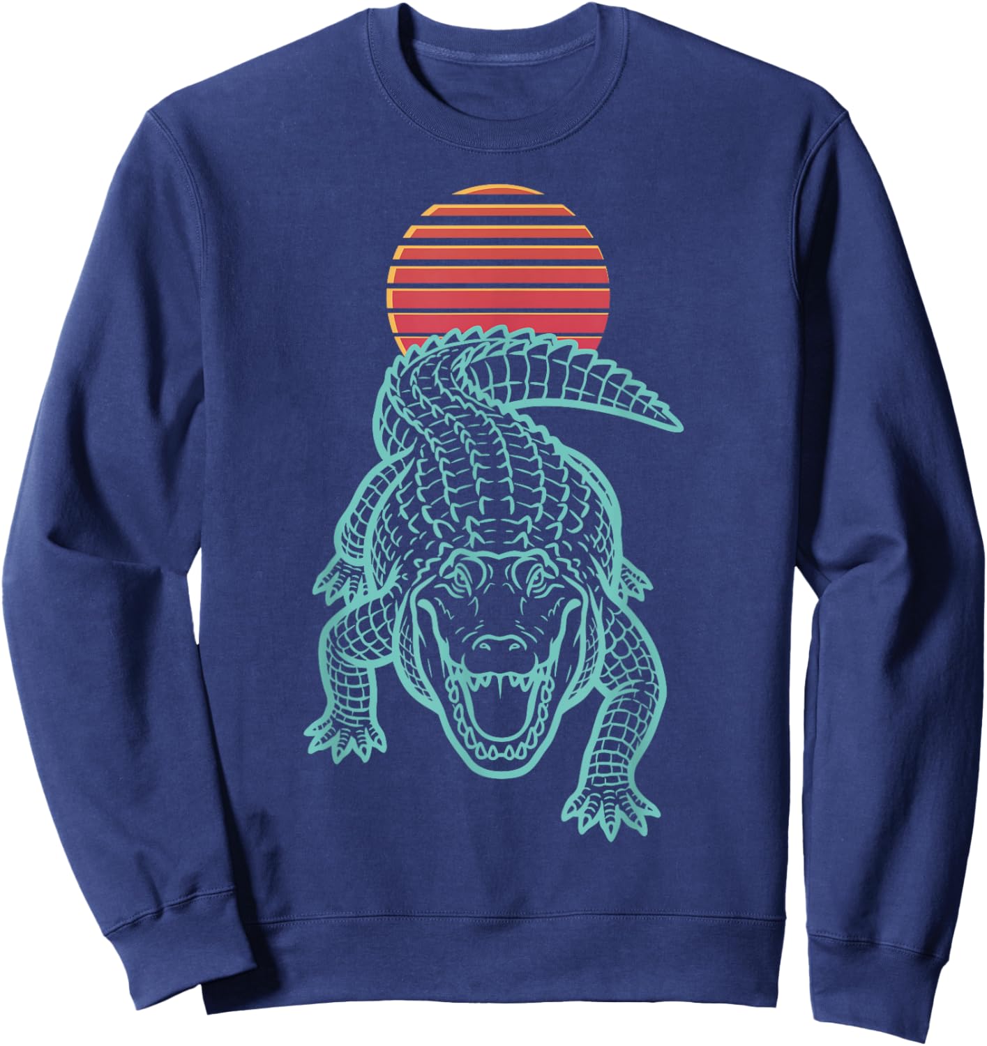 Alligator Lover Crocodile Reptile Retro Synthwave 80s Sweatshirt - Sweatshirt | Navy