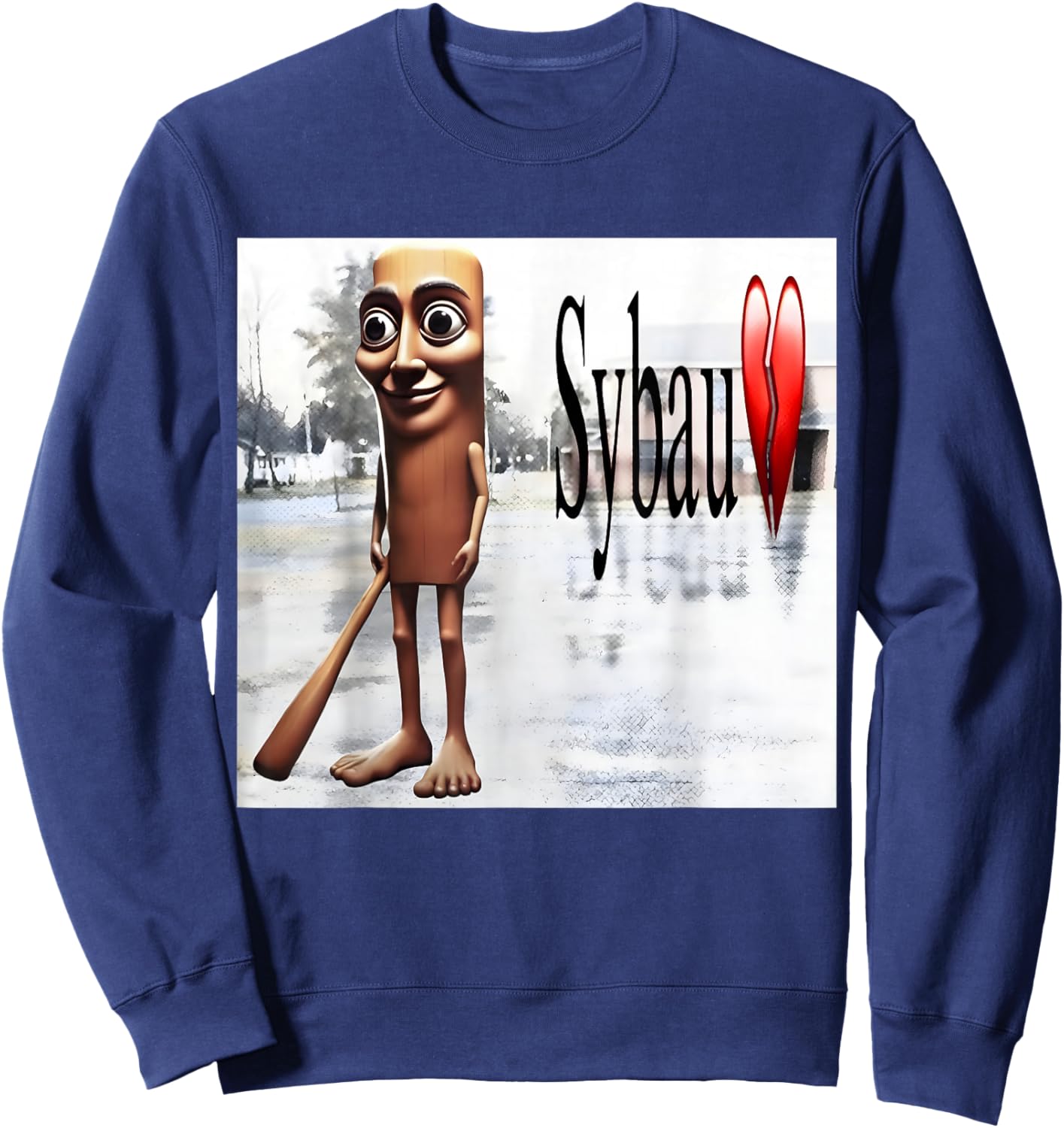 Tung Tung Tung Sahur SYBAU Funny Italian Brainrot Silly Sweatshirt - Sweatshirt | Navy