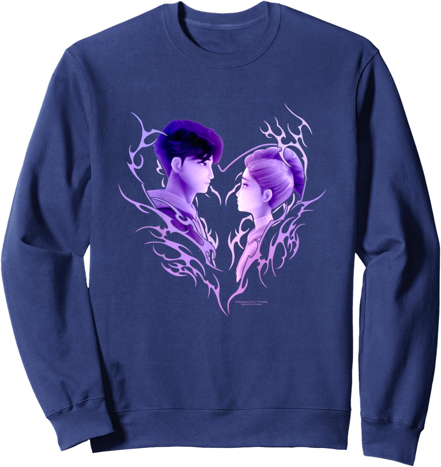 Kpop Demon Hunters Jinu & Rumi Heart Portrait Sweatshirt - Sweatshirt | Navy
