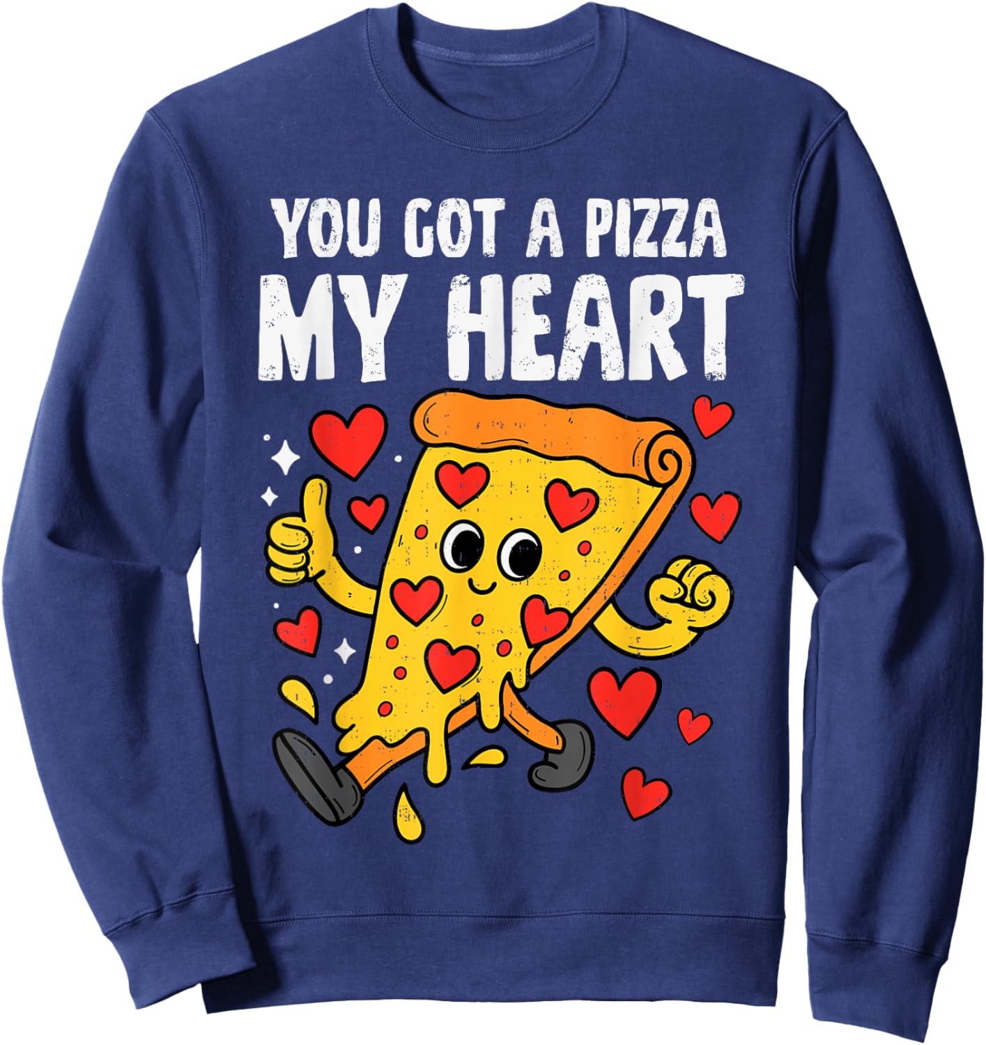 Pizza Heart Funny Valentines Day Men Women Girls Boys Kids Sweatshirt - Sweatshirt | Navy