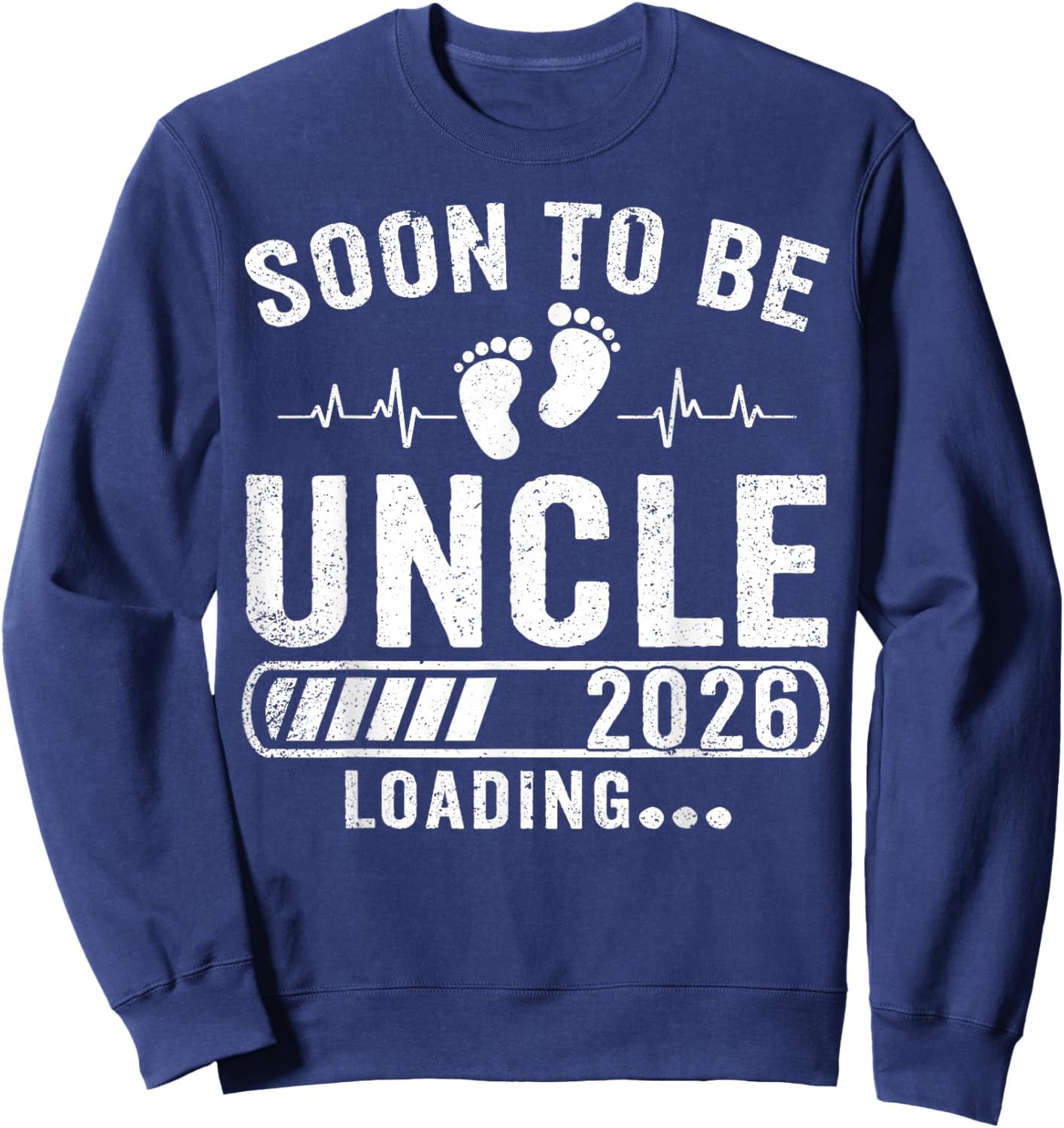Retro Soon to Be Uncle 2026 Loading Pregnancy Announcement Sweatshirt - Sweatshirt | Navy