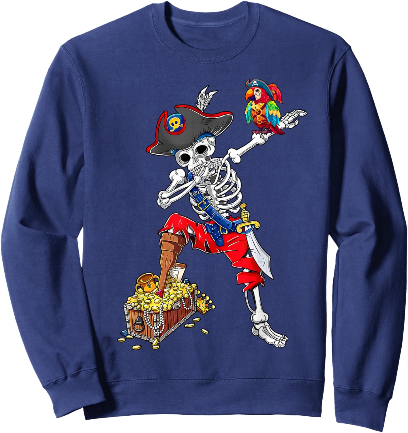 Dabbing Skeleton Pirate T Shirt Halloween Kids Jolly Roger Sweatshirt - Sweatshirt | Navy