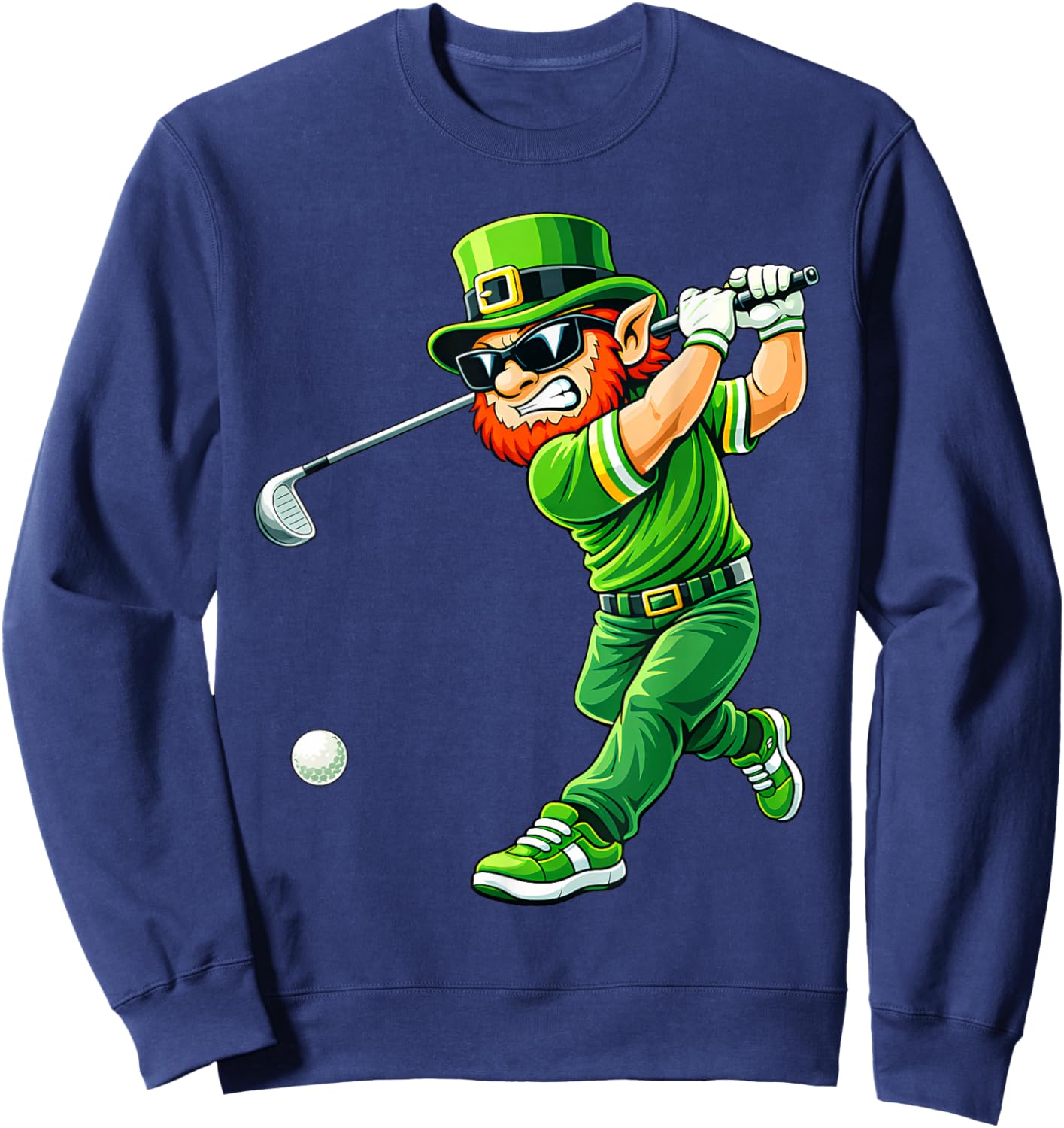 Golf Saint Patricks Day Boys Kids Sport Green Shamrock Sweatshirt - Sweatshirt | Navy