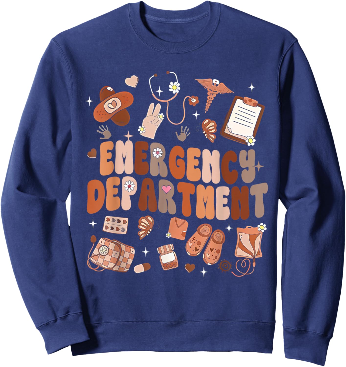ER Nurse Black History Month Emergency Department Afro Nurse Sweatshirt - Sweatshirt | Navy