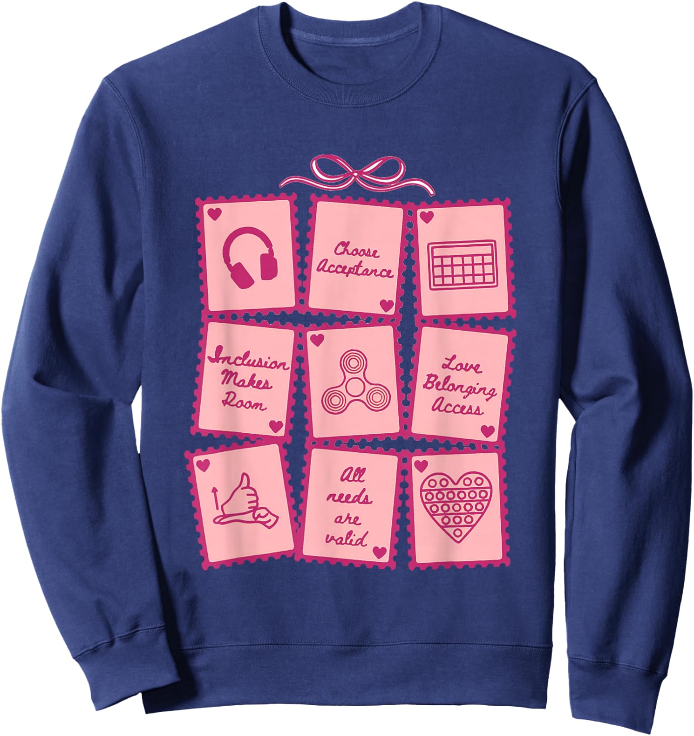 Advocacy Inclusion Valentine Stamp Special Education Teacher Sweatshirt - Sweatshirt | Navy