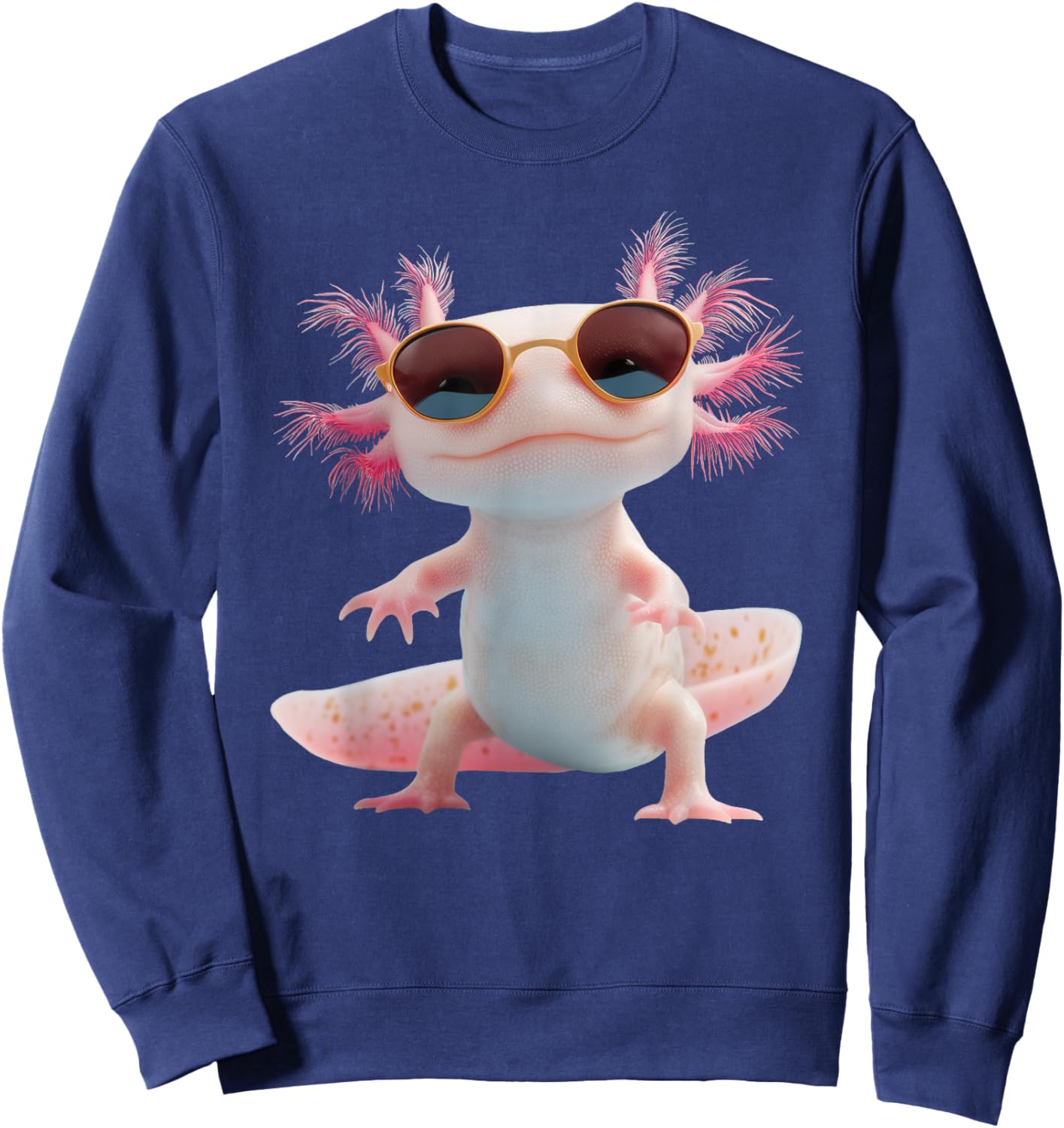 Axolotl Wearing Sunglasses Kawaii Funny Graphic Sweatshirt - Sweatshirt | Navy