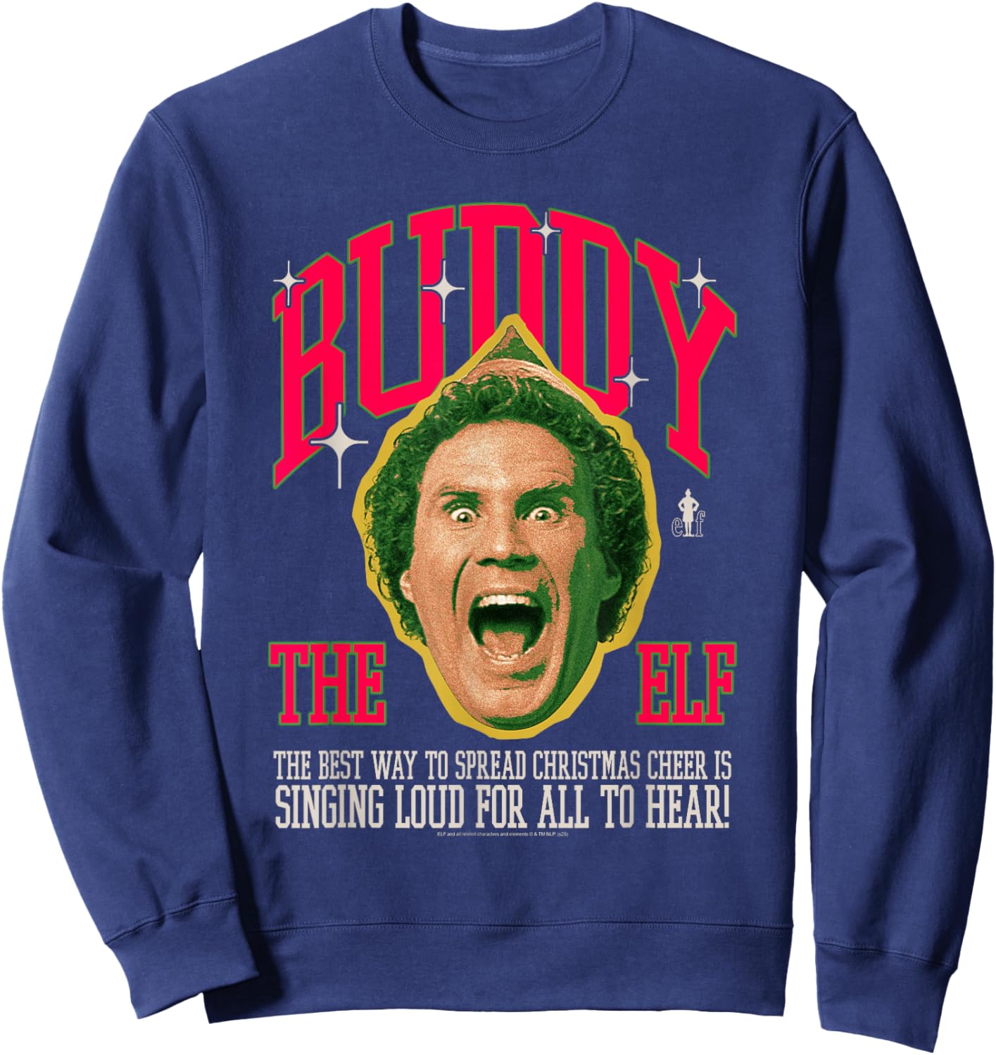 Elf Buddy Collegiate Quote and Portrait Christmas Movie Sweatshirt - Sweatshirt | Navy