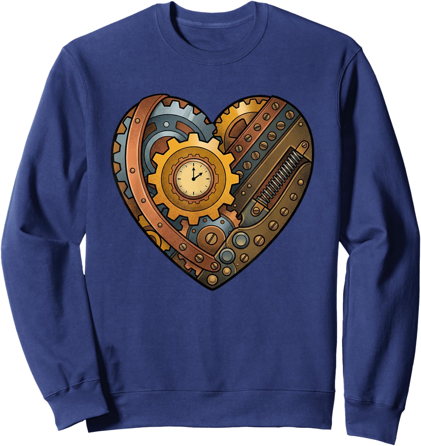 Steampunk Clockwork Heart with Cogs and Time Motif Sweatshirt - Sweatshirt | Navy