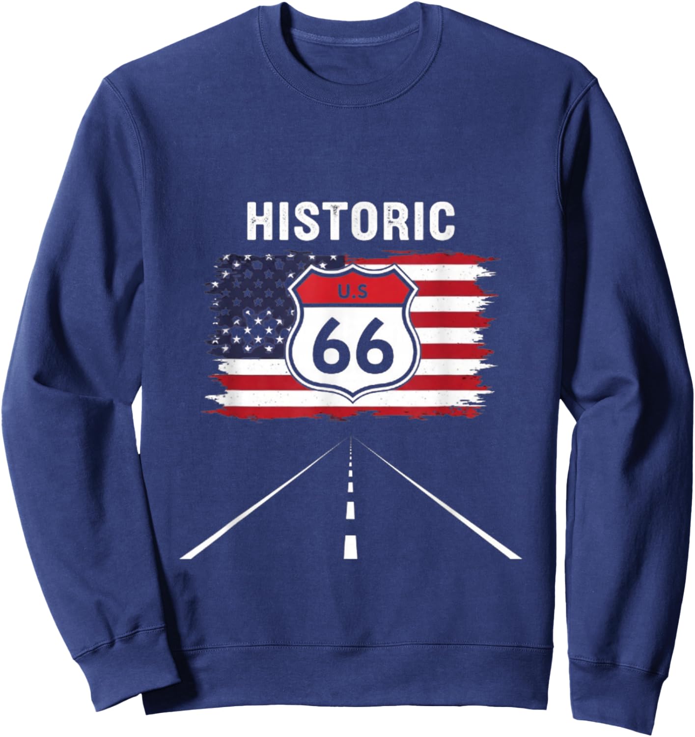 Historic U.S.A. 66 Highway Vintage America Road Sweatshirt - Sweatshirt | Navy