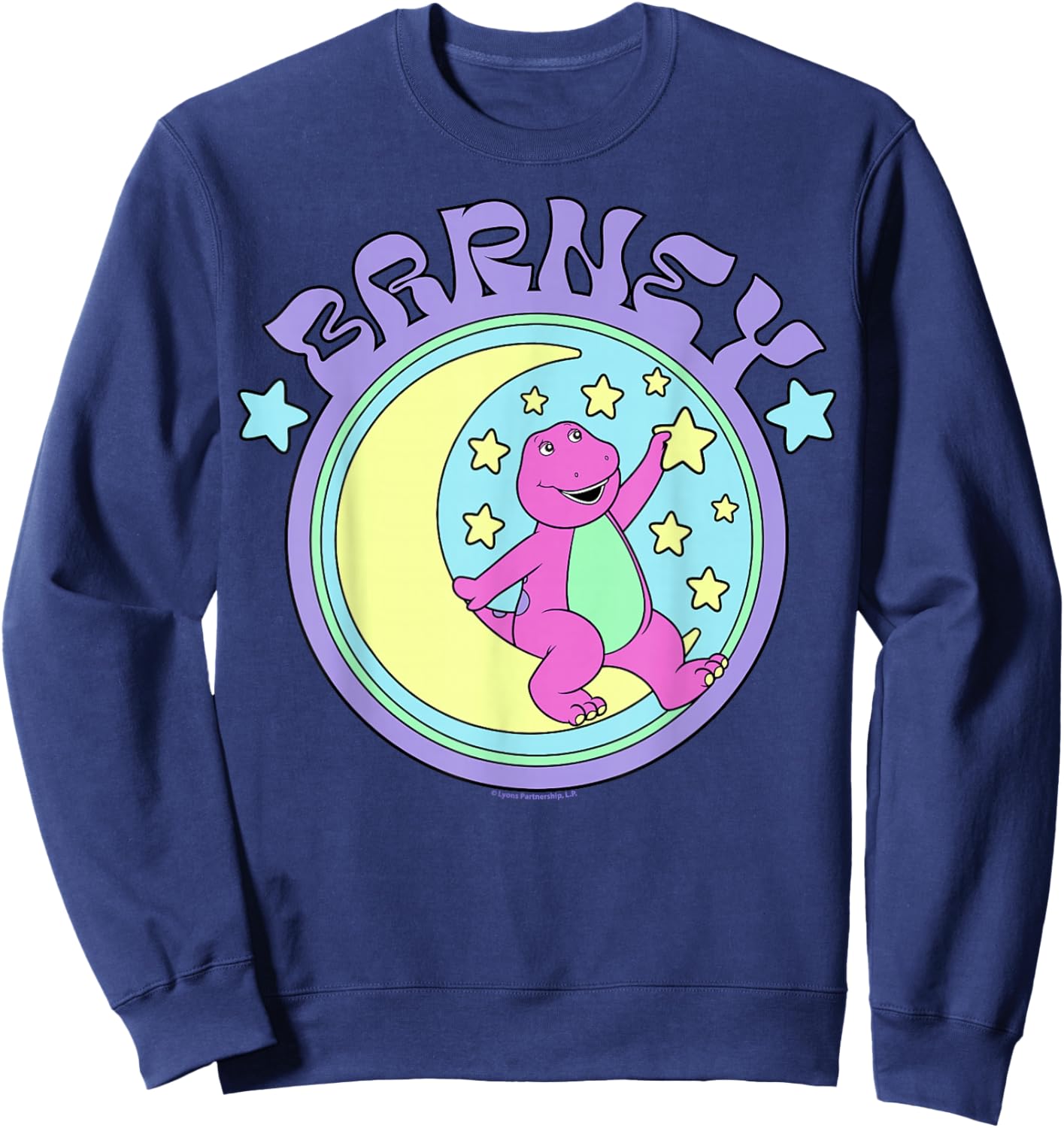 Barney Sitting on Crescent Moon Starry Sky Sweatshirt - Sweatshirt | Navy