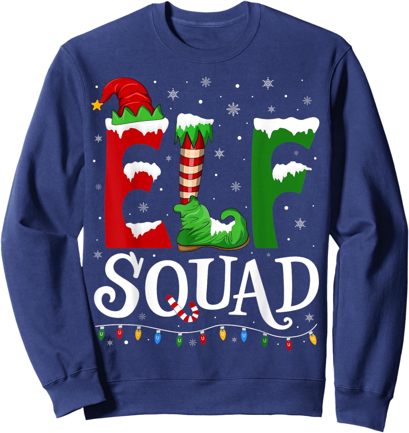 Elf Squad Funny Christmas Family Pajamas Sweatshirt - Sweatshirt | Navy