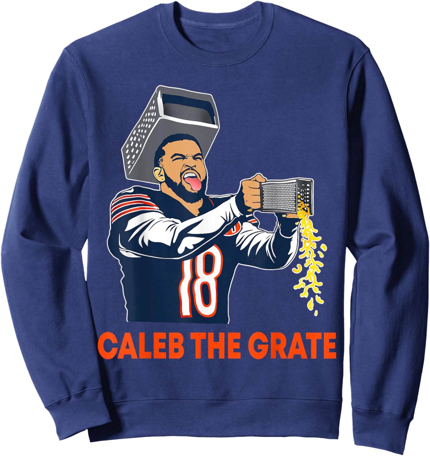 Caleb The Grate Game Day Football Cheese Grater Funny Meme Sweatshirt - Sweatshirt | Navy