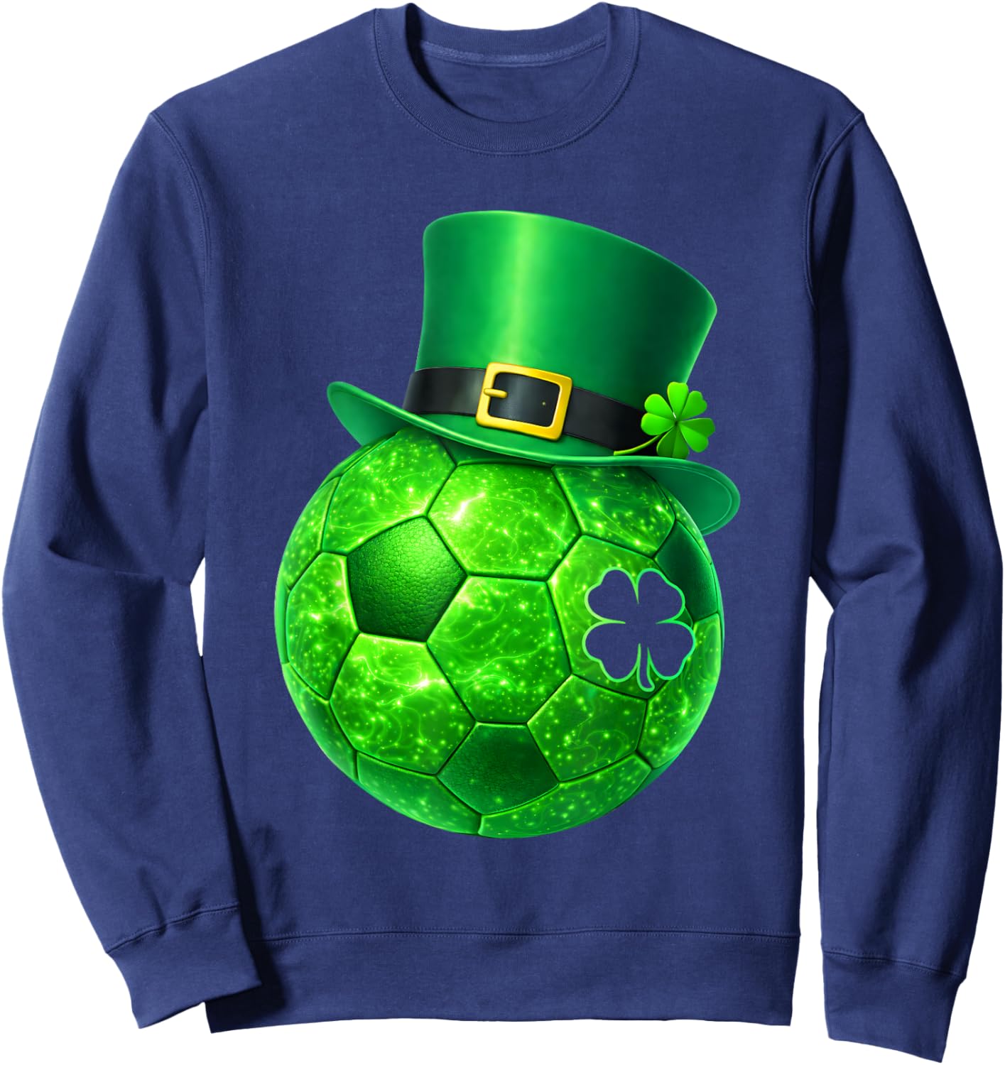 Funny Shamrock Leprechaun Soccer St Patricks Men Boy Kid Sweatshirt - Sweatshirt | Navy
