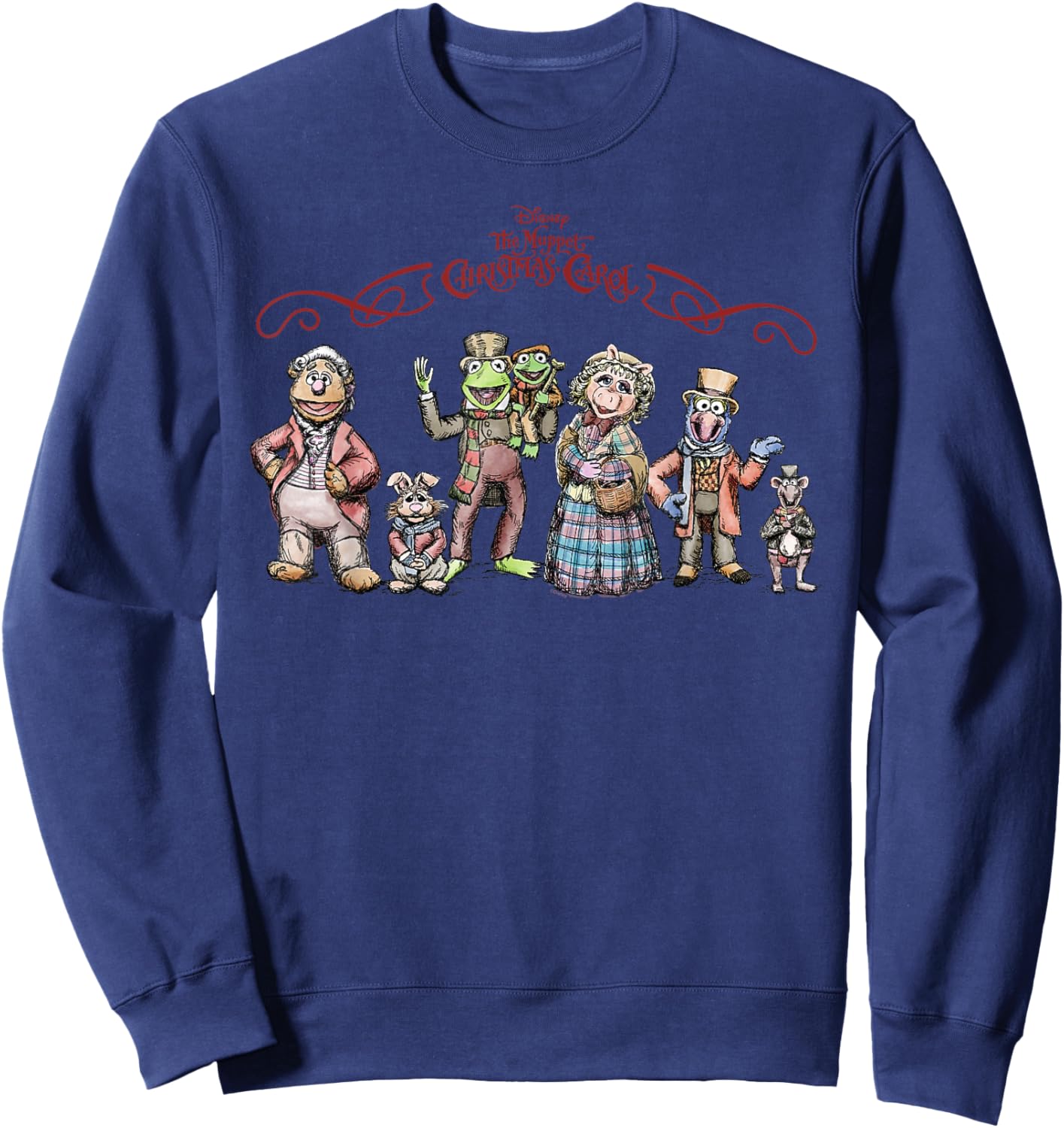 Disney The Muppet Christmas Carol Holiday Character Lineup Sweatshirt - Sweatshirt | Navy