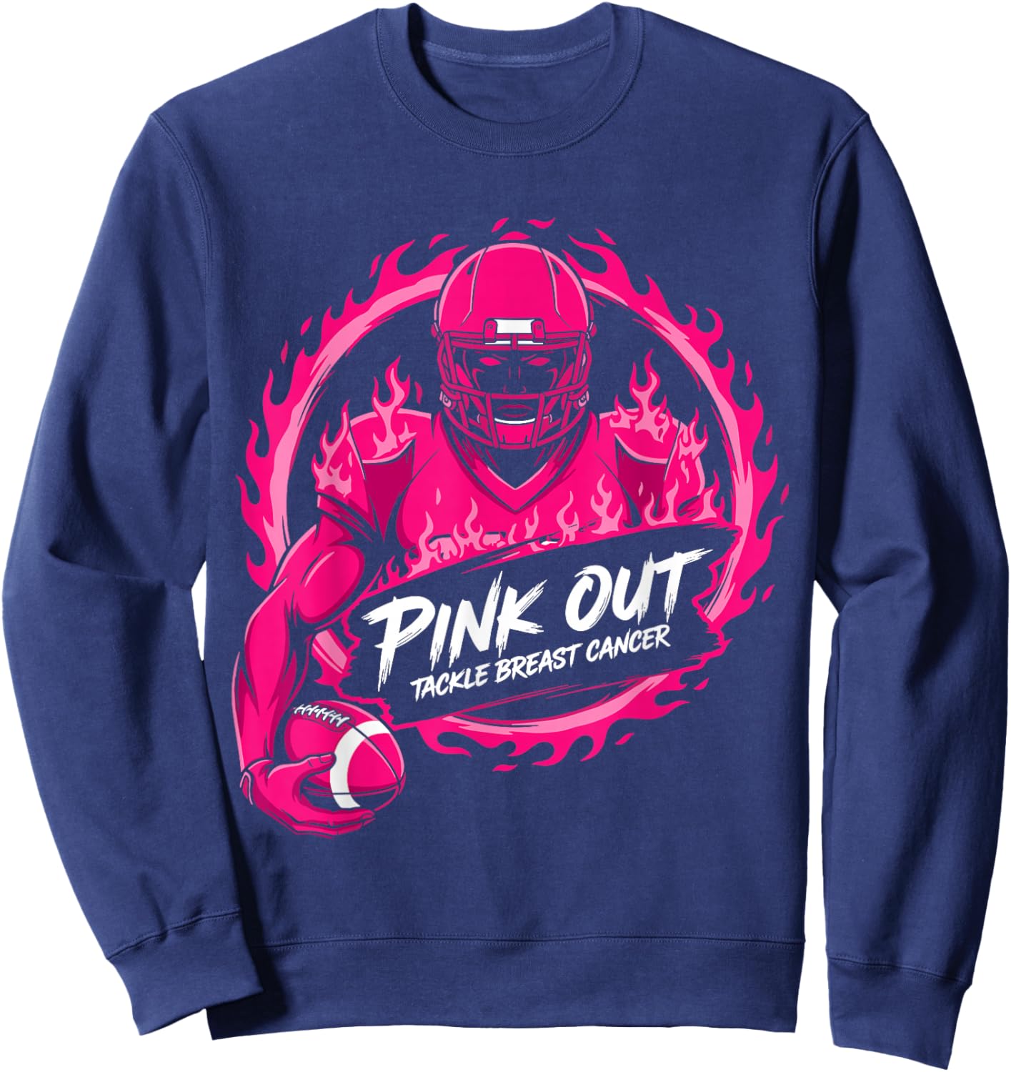 Tackle Football Breast Cancer Awareness Pink Out Boys Kids Sweatshirt - Sweatshirt | Navy