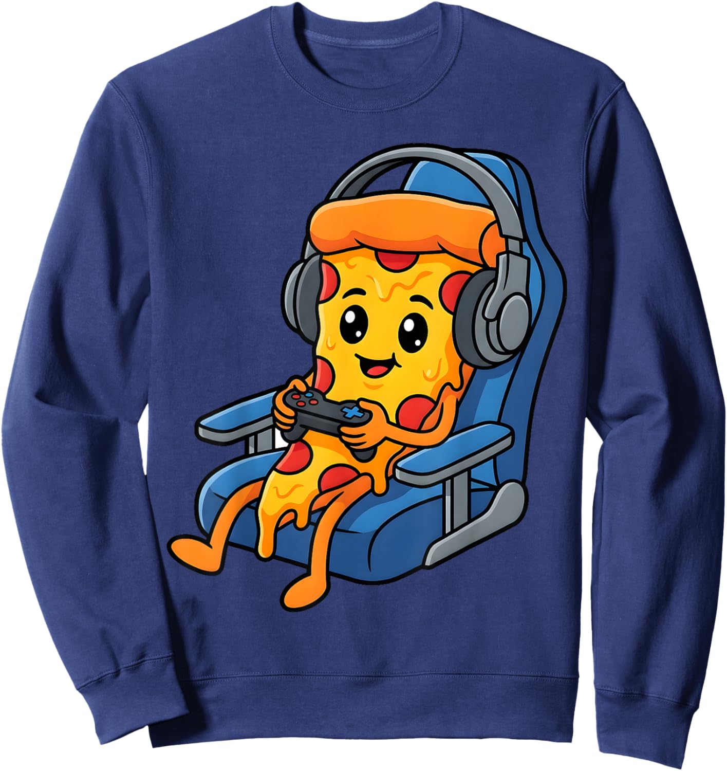 Funny Gamer Pizza Gaming Video Game Player Boys Girls Kids Sweatshirt - Sweatshirt | Navy
