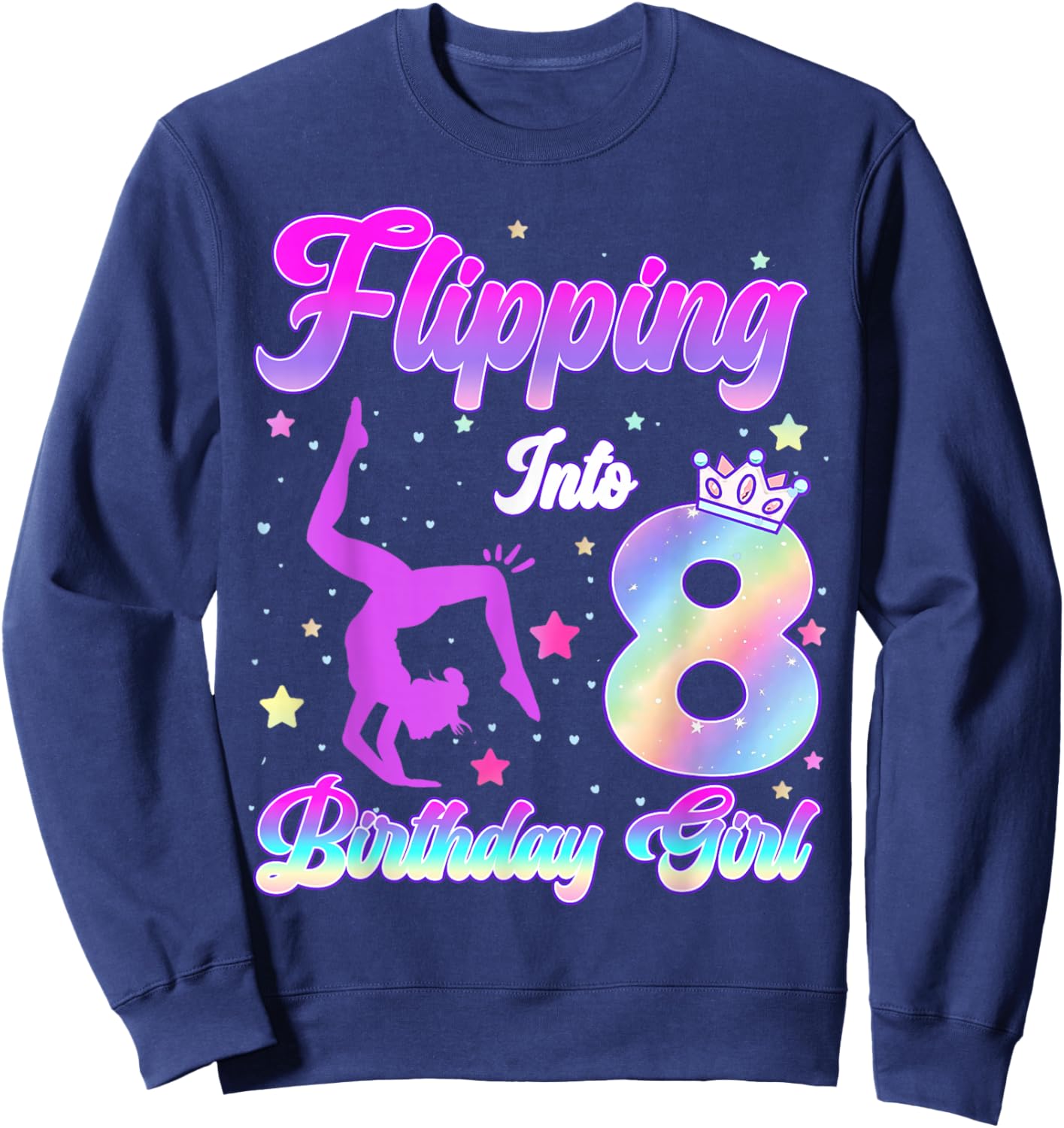 Kids 8th Birthday Girl Gymnastics 8 Year Old Gymnast Girl Sweatshirt - Sweatshirt | Navy