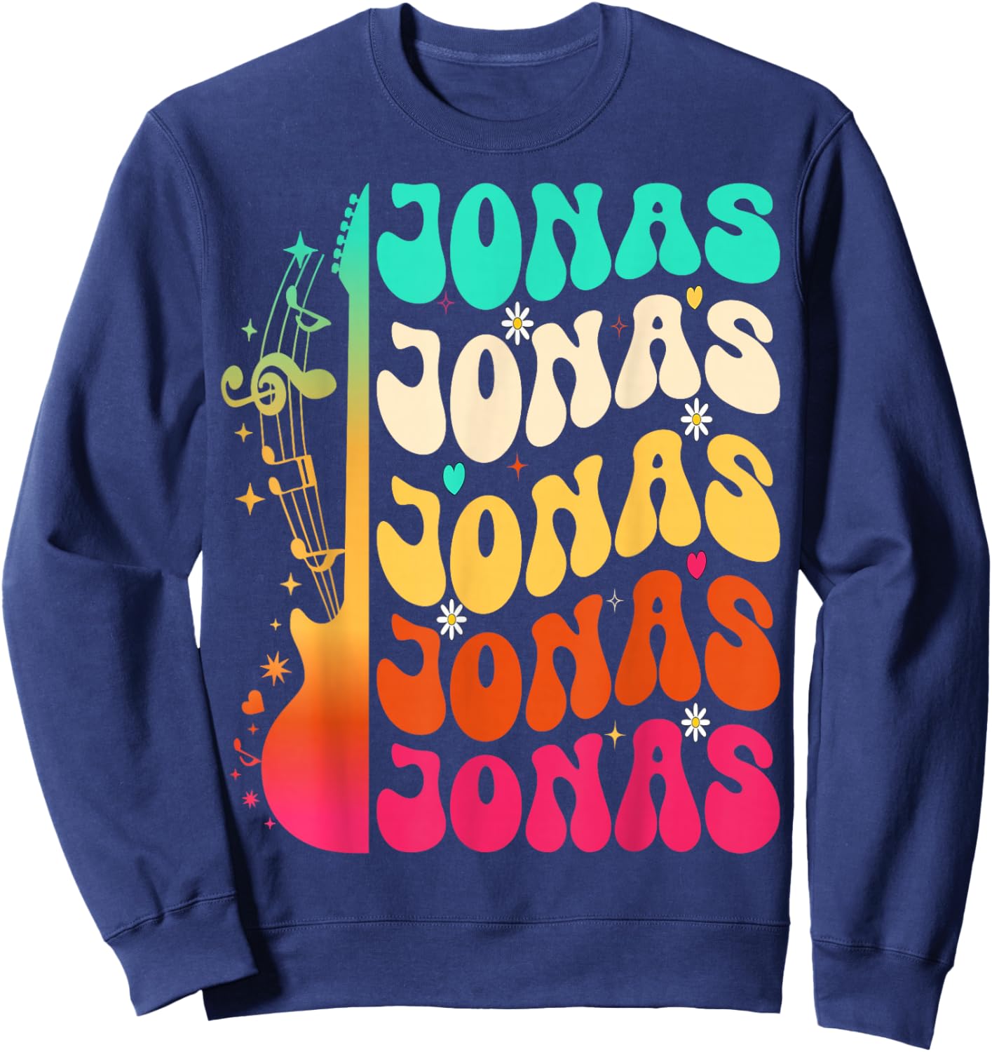 Retro Jonas First Name I Love Jonas 80's Groovy Sweatshirt - Sweatshirt | Navy