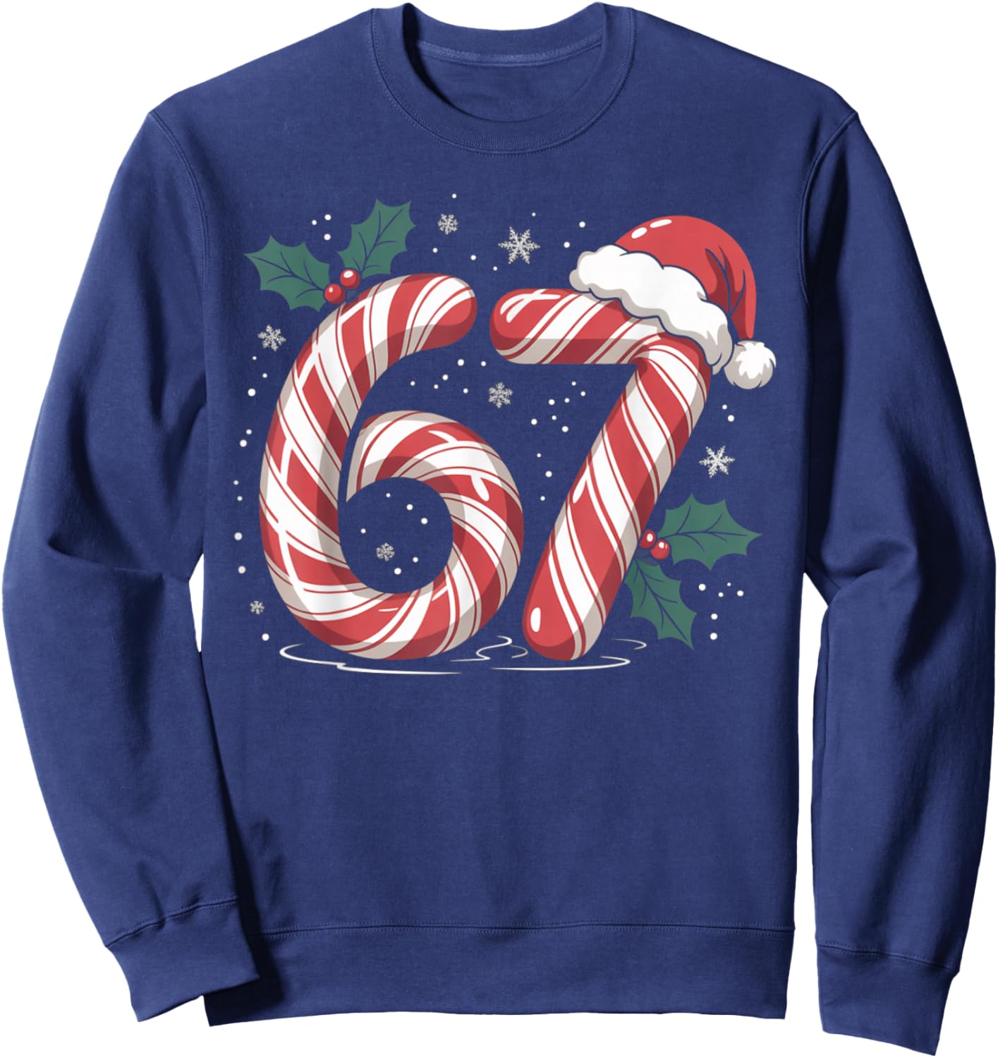 Christmas Candy Cane 67 Meme Funny Boys Girls Sweatshirt - Sweatshirt | Navy