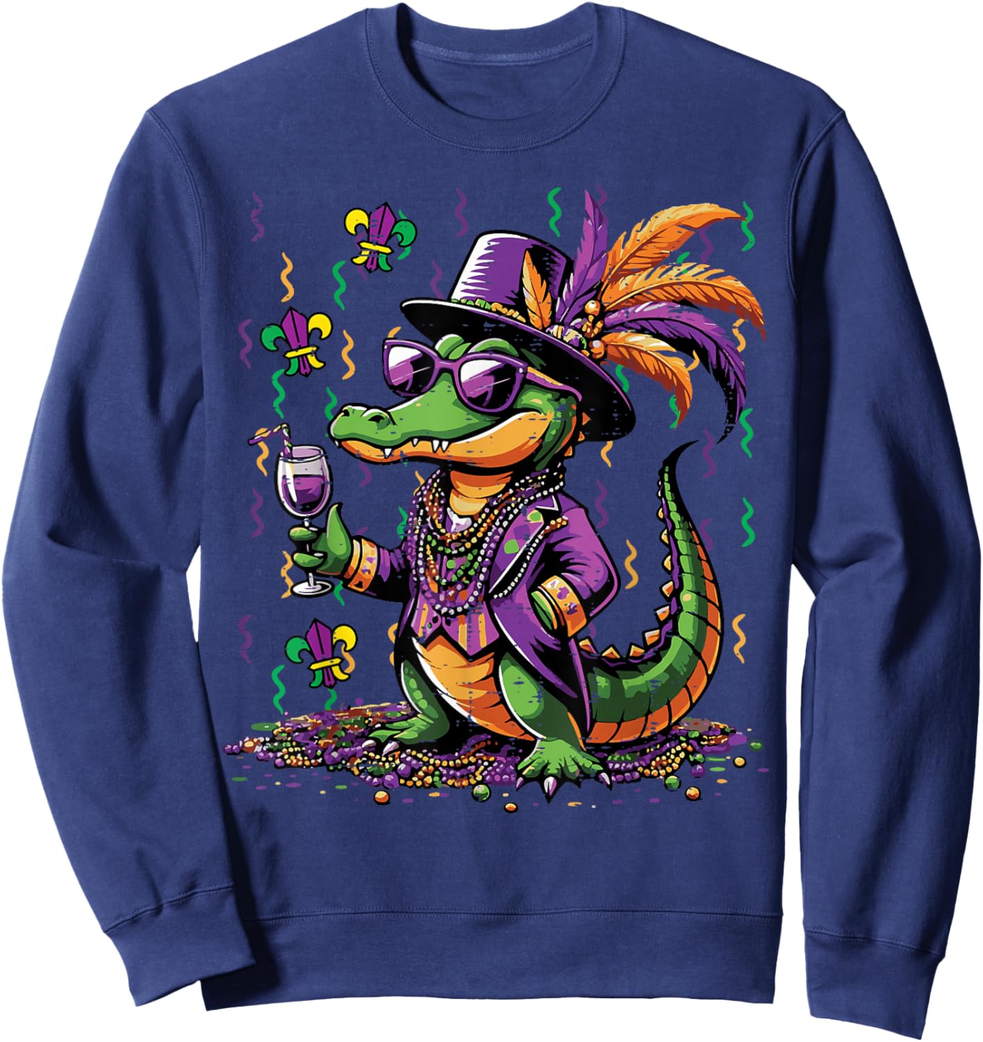 Mardi Gras Alligator Costume Carnival New Orleans Women Men Sweatshirt - Sweatshirt | Navy