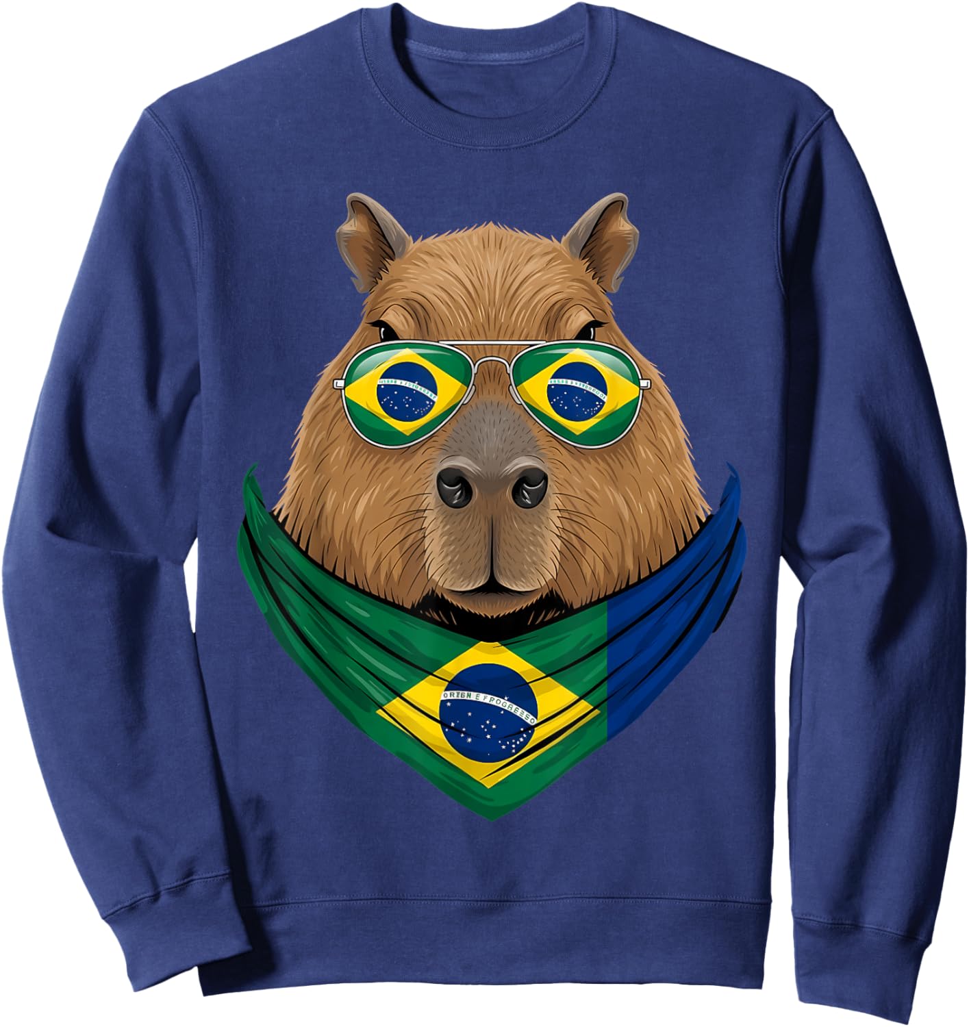 Brasil Flag Capybara Brazilian Pride Brasilian Roots Brazil Sweatshirt - Sweatshirt | Navy
