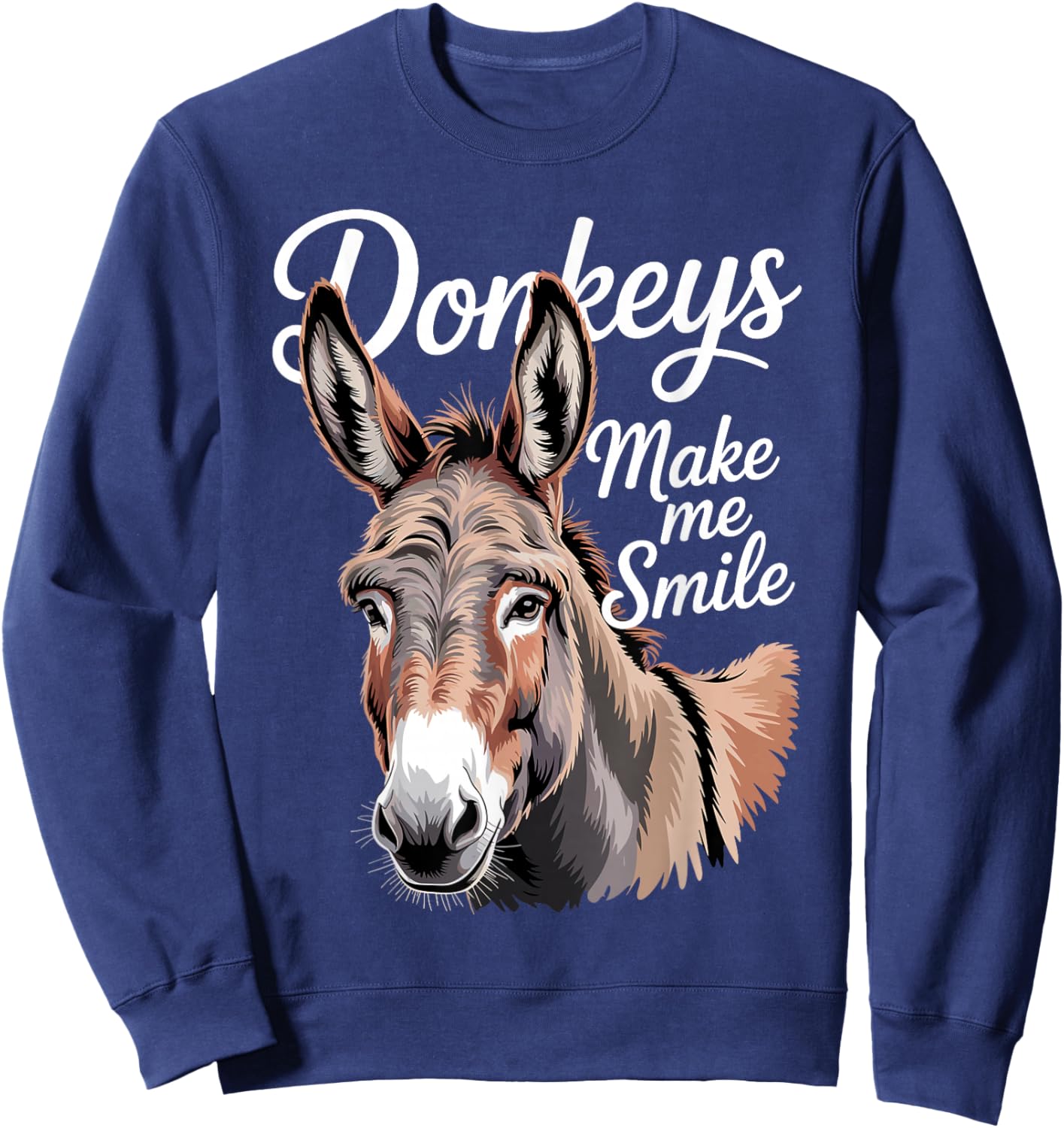 Cute Donkey Art Women Kid Safari Animal Donkey Lover Sweatshirt - Sweatshirt | Navy