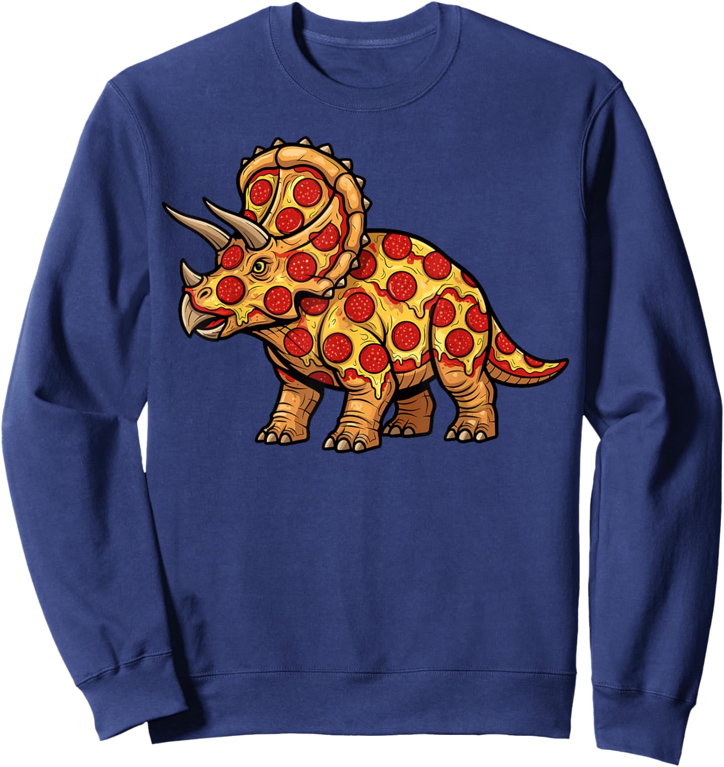 Pizzaceratops Pizza Dinosaur Triceratops Fast Food Sweatshirt - Sweatshirt | Navy