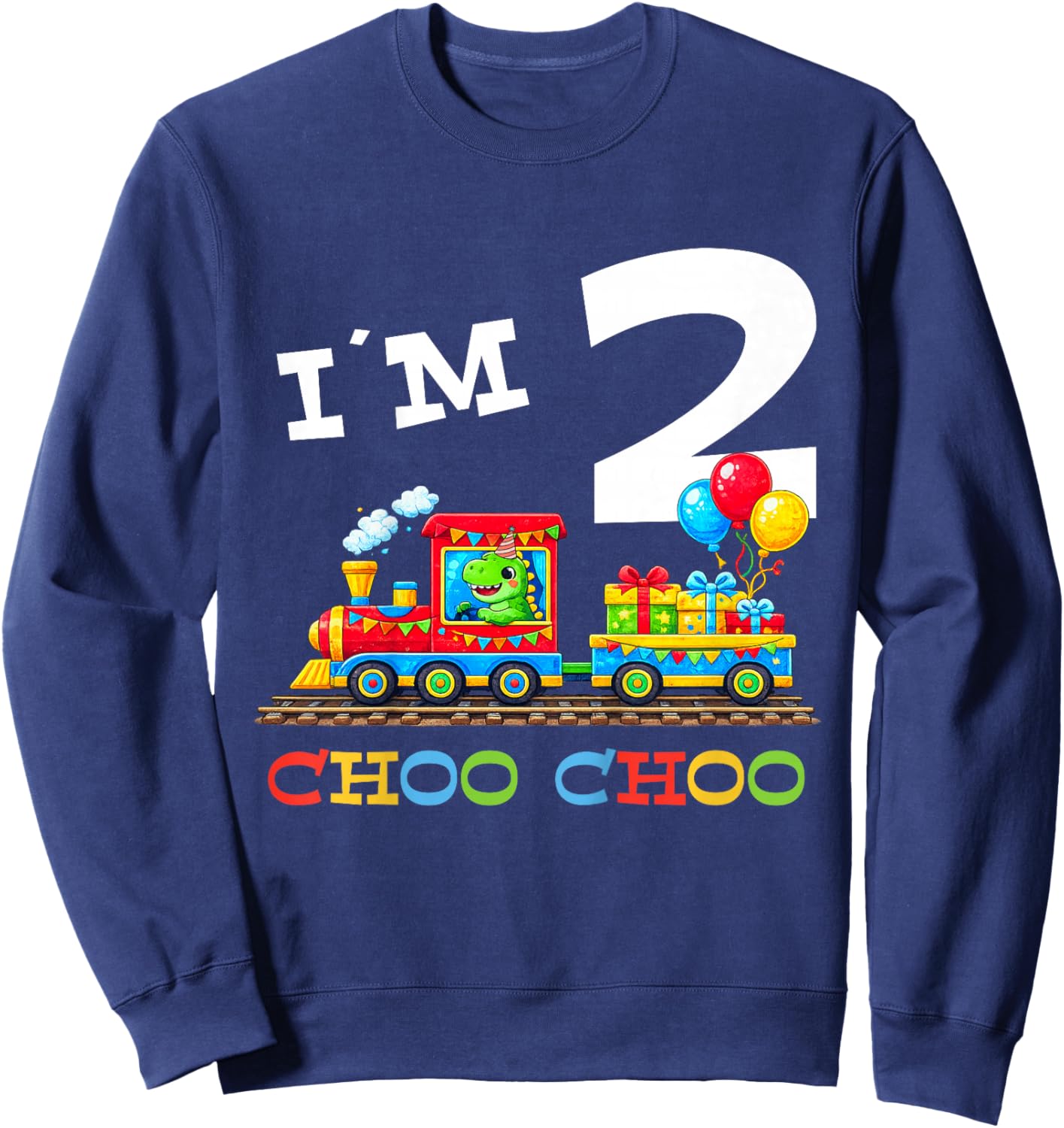 Train Birthday 2 Year Old Sweatshirt - Sweatshirt | Navy