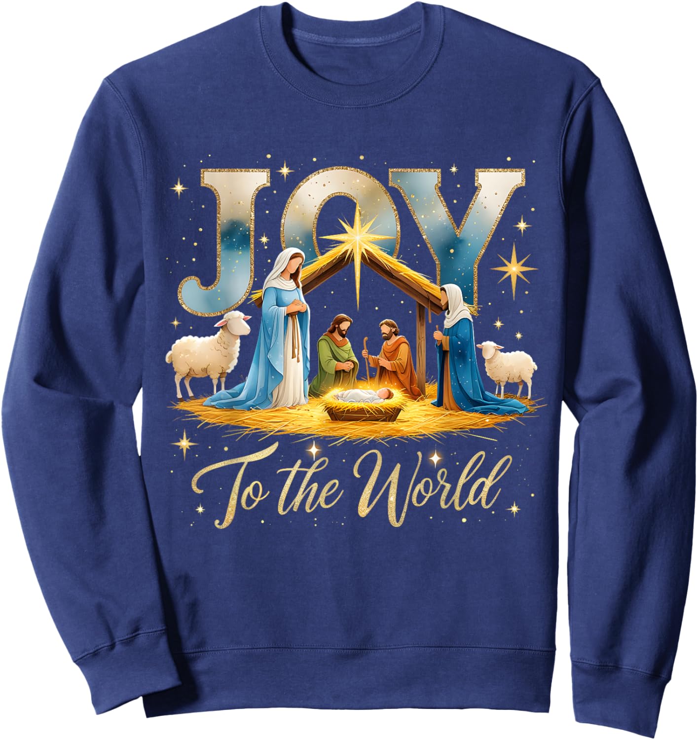 Joy to The World Nativity Scene Christmas Sweatshirt - Sweatshirt | Navy