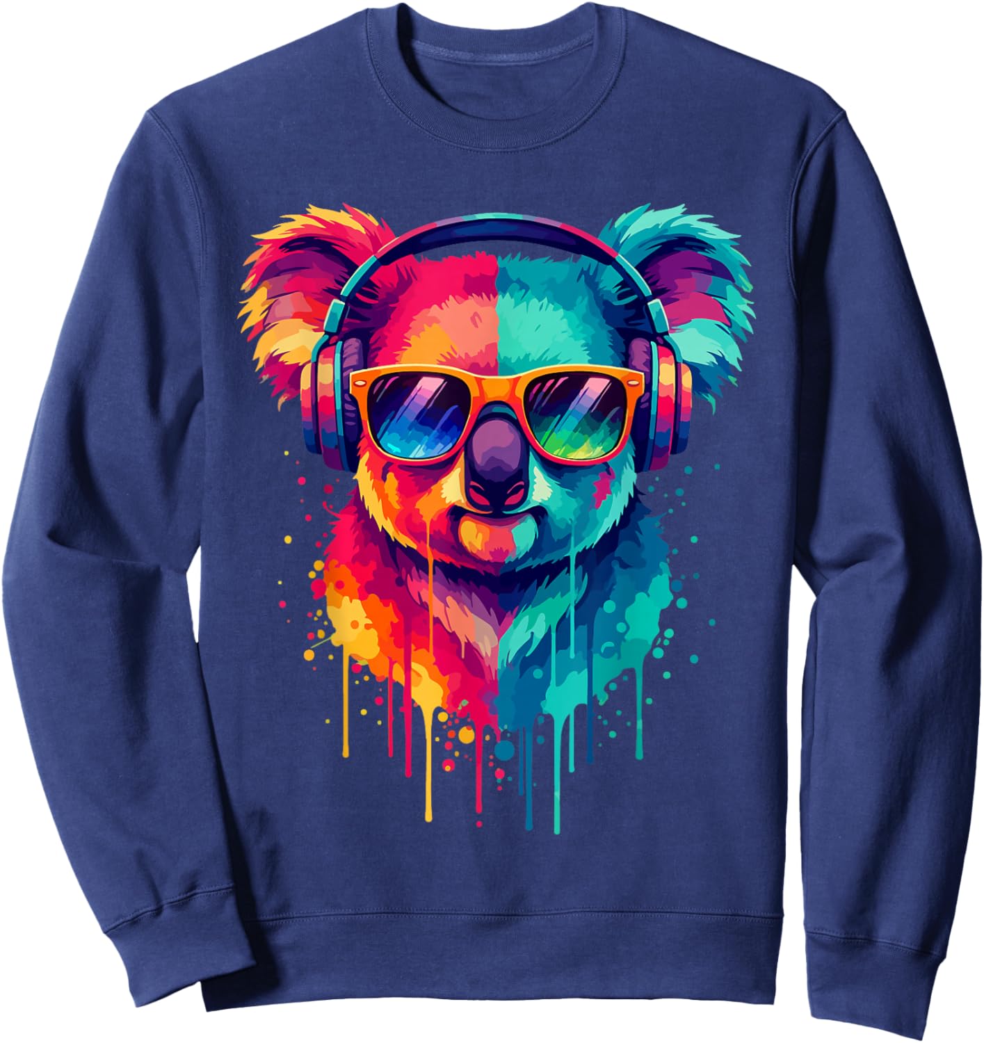 Koala Bear Wearing Headphones and Sunglasses EDM Rave Design Sweatshirt - Sweatshirt | Navy