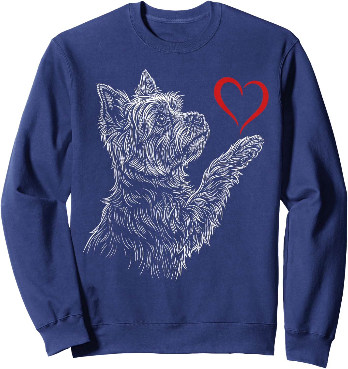 Yorkshire Terrier Lover Dog Yorkie Holding Heart Valentines Sweatshirt - Sweatshirt | Navy