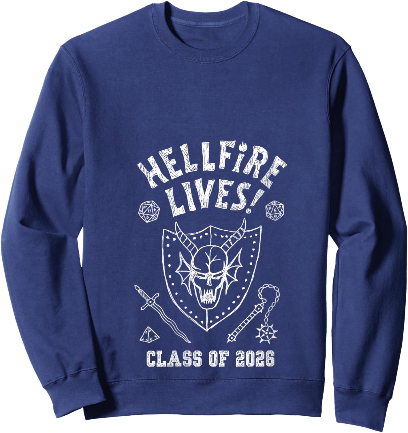 Women's Stranger Things Hellfire Lives! Class of 2026 Graduation V-Neck Sweatshirt - Sweatshirt | Navy