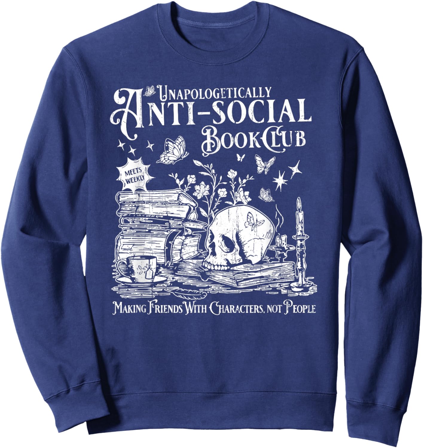 Unapologetically Anti Social Book Club, Introvert Reader Sweatshirt - Sweatshirt | Navy