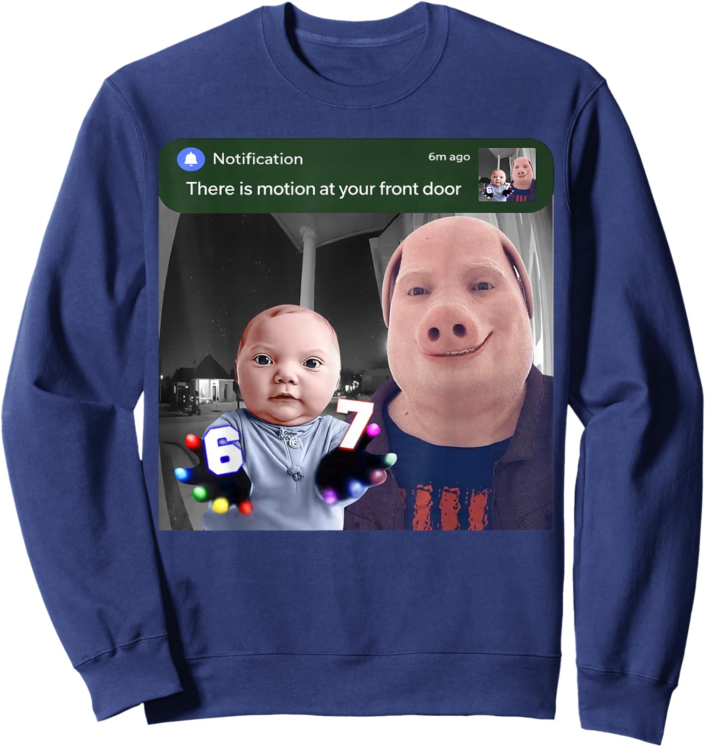 There is Motion At Your Front Door John Pork and Ai Baby Sweatshirt - Sweatshirt | Navy