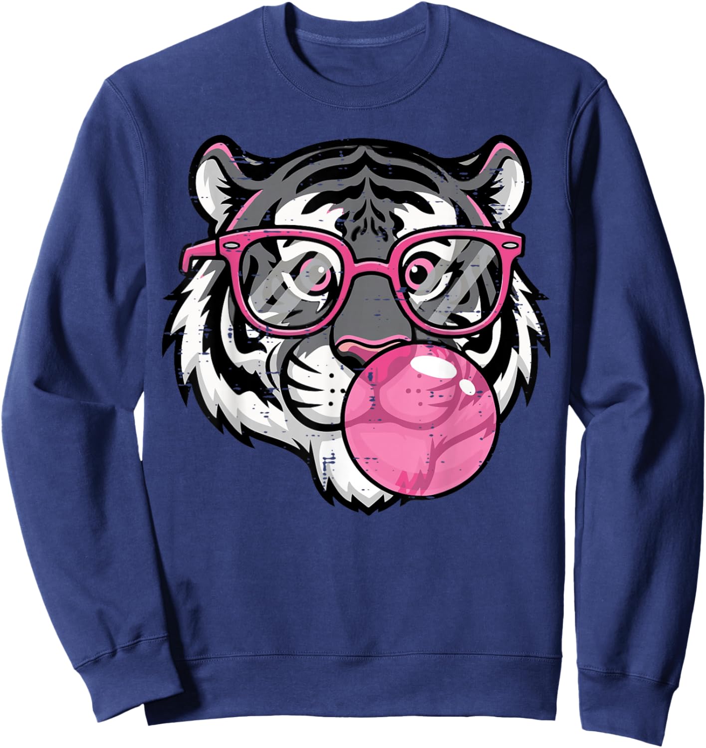 Tiger Gum Pink Glasses Girls Youth Teen Boys Kids Men Women Sweatshirt - Sweatshirt | Navy