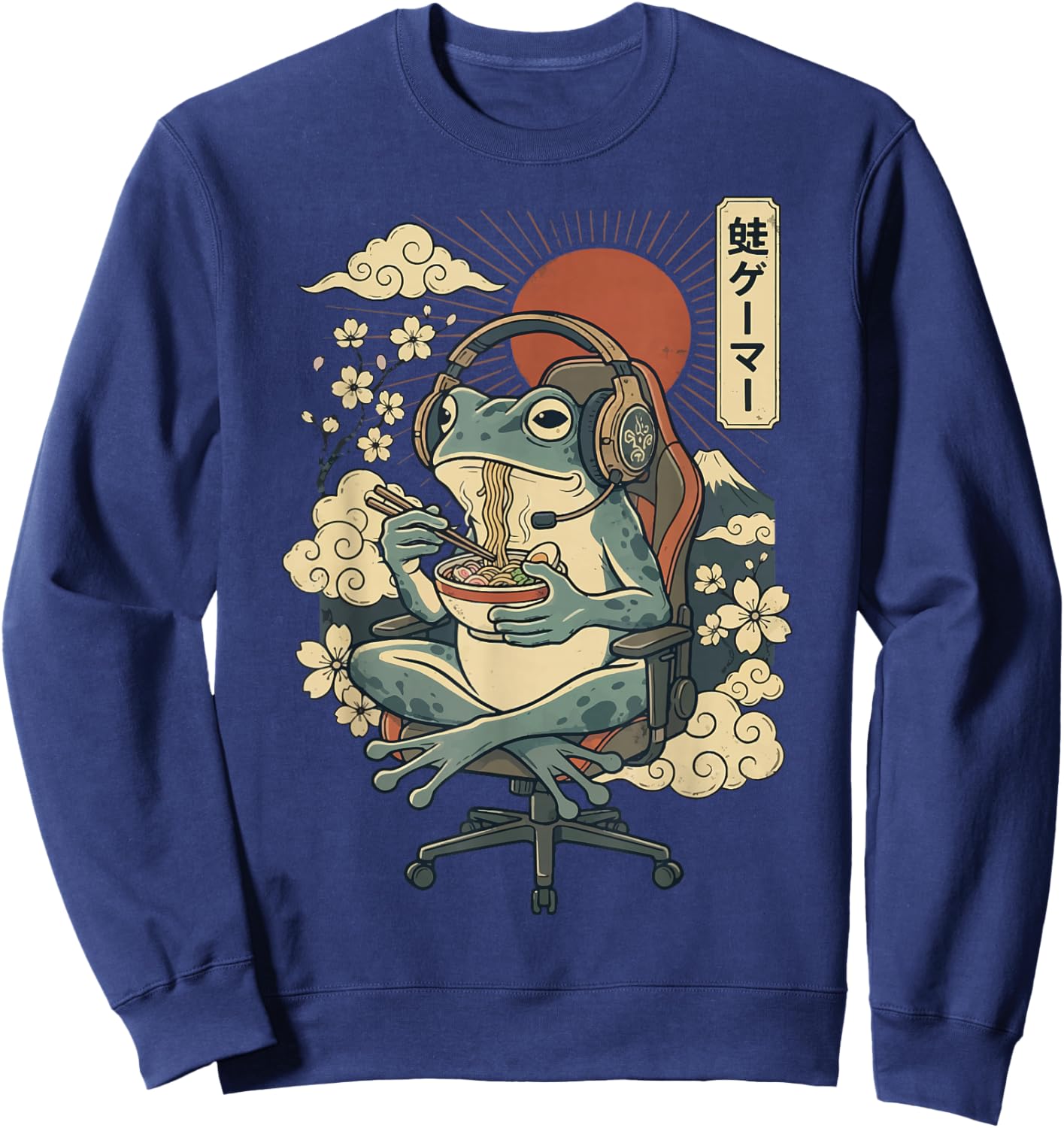 Japanese Gamer Frog Japan Anime Gaming Sweatshirt - Sweatshirt | Navy