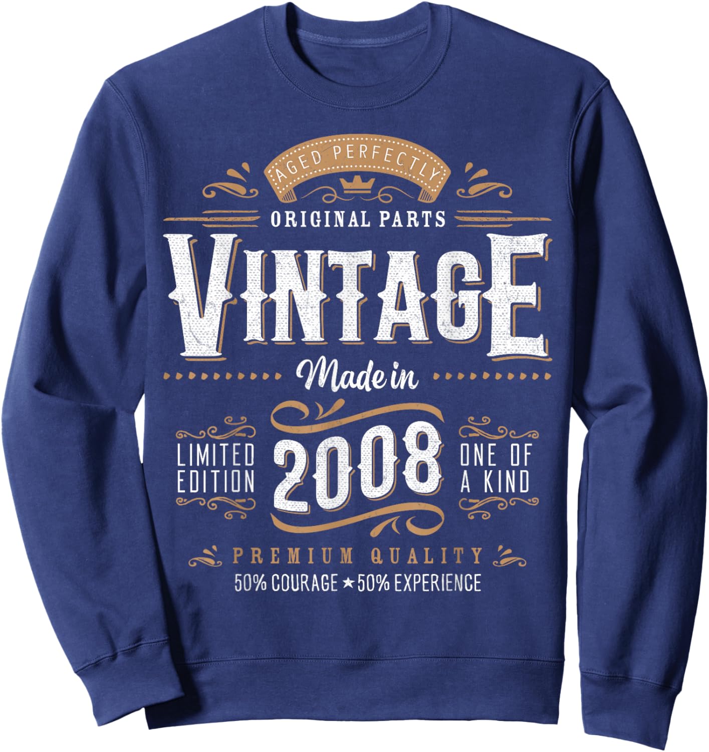 Vintage 2008 Label 18th Birthday Gift Men Women 18 Year Old Sweatshirt - Sweatshirt | Navy