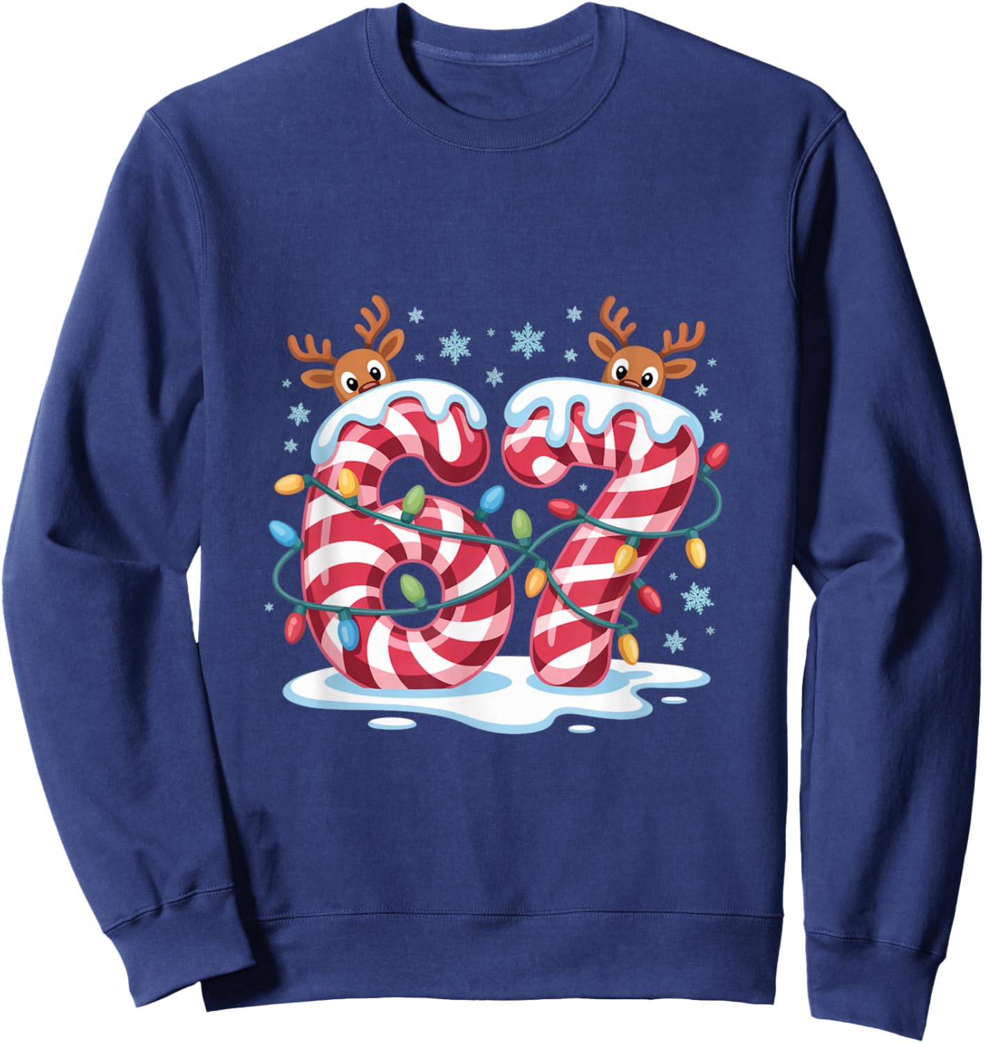 Christmas 67 Funny Xmas Six Seven Ugly Sweater 6-7 Sweatshirt - Sweatshirt | Navy