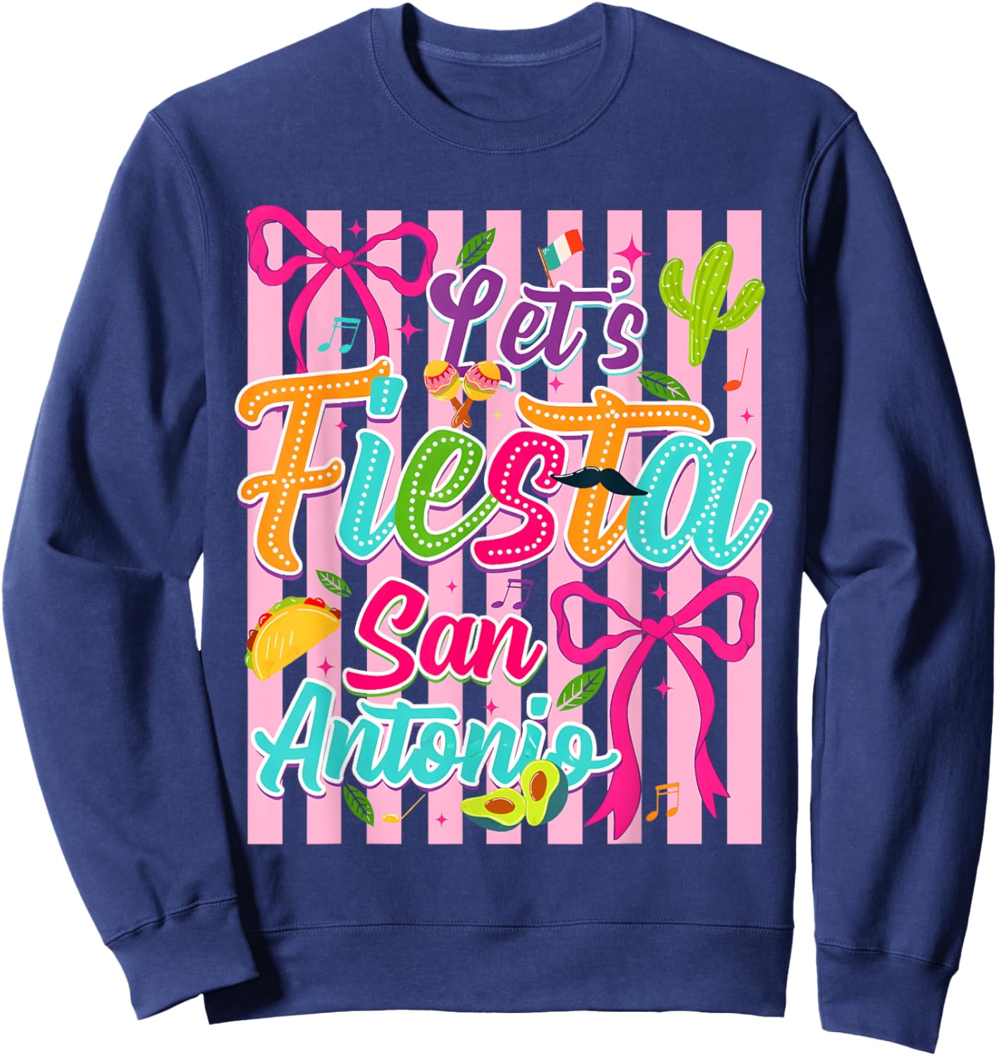 Cinco De Mayo Lets Fiesta 2026 Coquette Bow Girl Women Sweatshirt - Sweatshirt | Navy