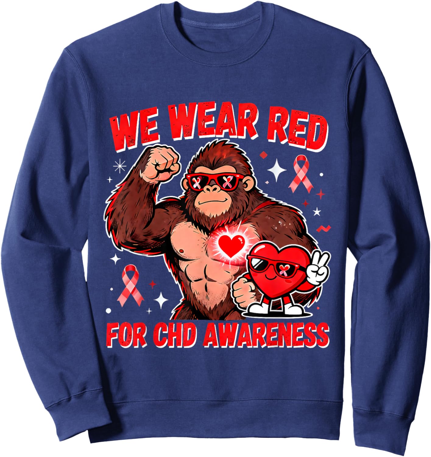 We Wear Red for CHD Awareness Heart Warrior Support Sweatshirt - Sweatshirt | Navy