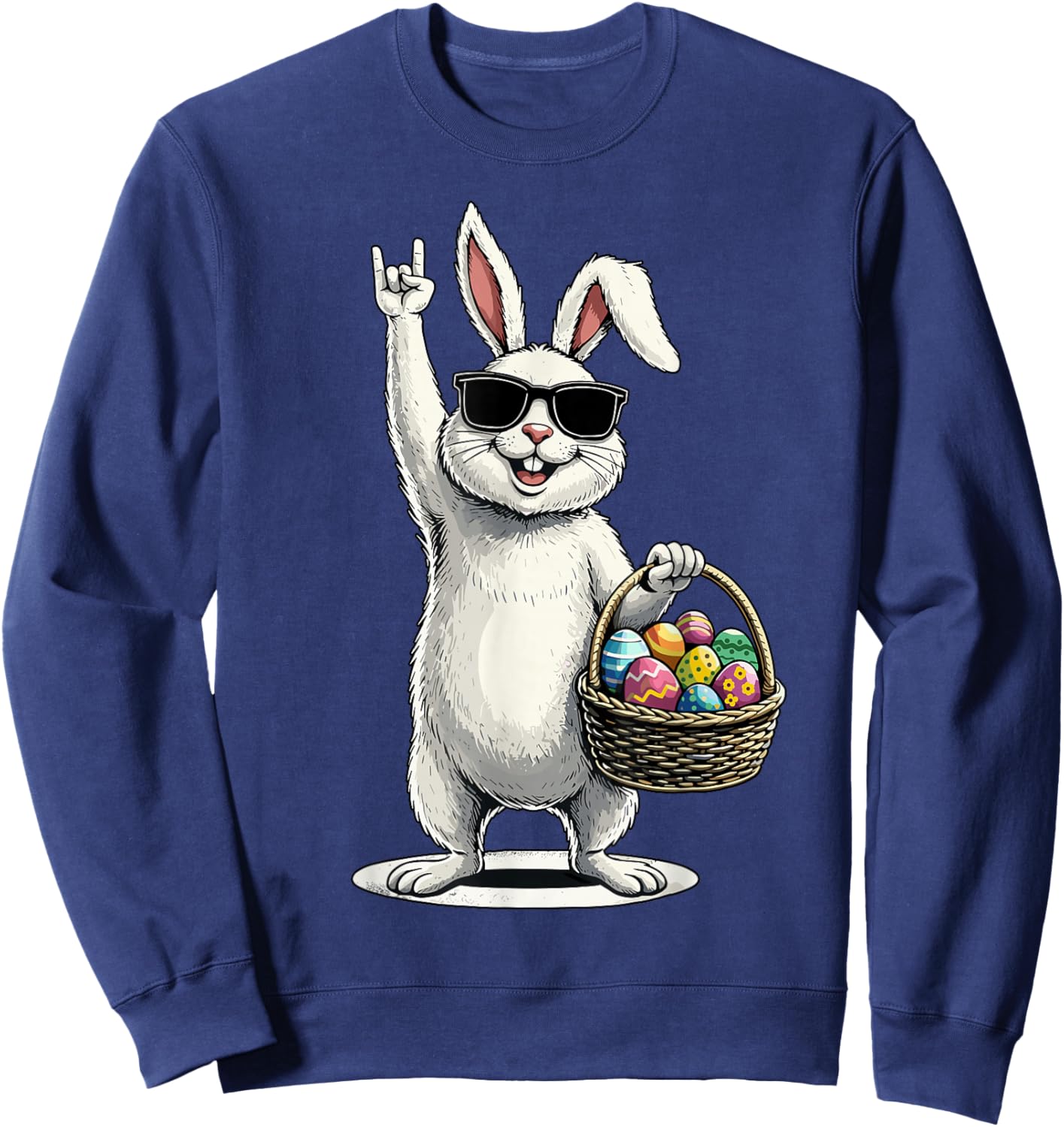 Easter Bunny Rocking Easter Funny Easter Sweatshirt - Sweatshirt | Navy