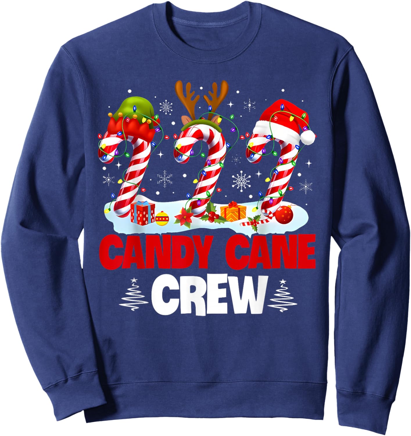 Groovy Candy Cane Crew Christmas Xmas Santa Kids Sweatshirt - Sweatshirt | Navy