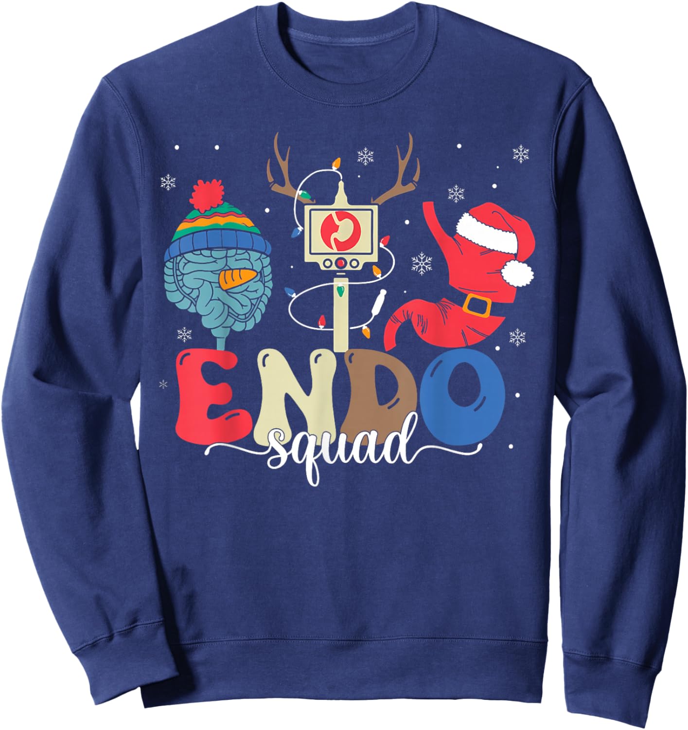 Endo Squad Nurse Stomach Santa Hat Endoscopy Tech Christmas Sweatshirt - Sweatshirt | Navy