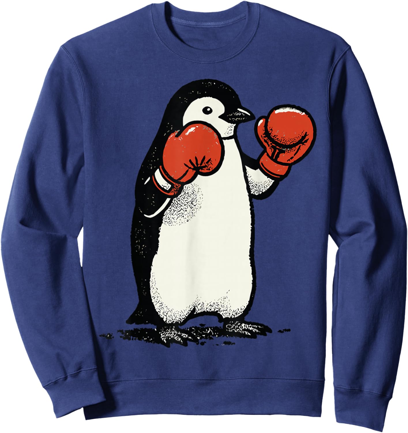 Boxing Penguin Shirt Fighter Funny Animal Graphic Boxer Men Sweatshirt - Sweatshirt | Navy