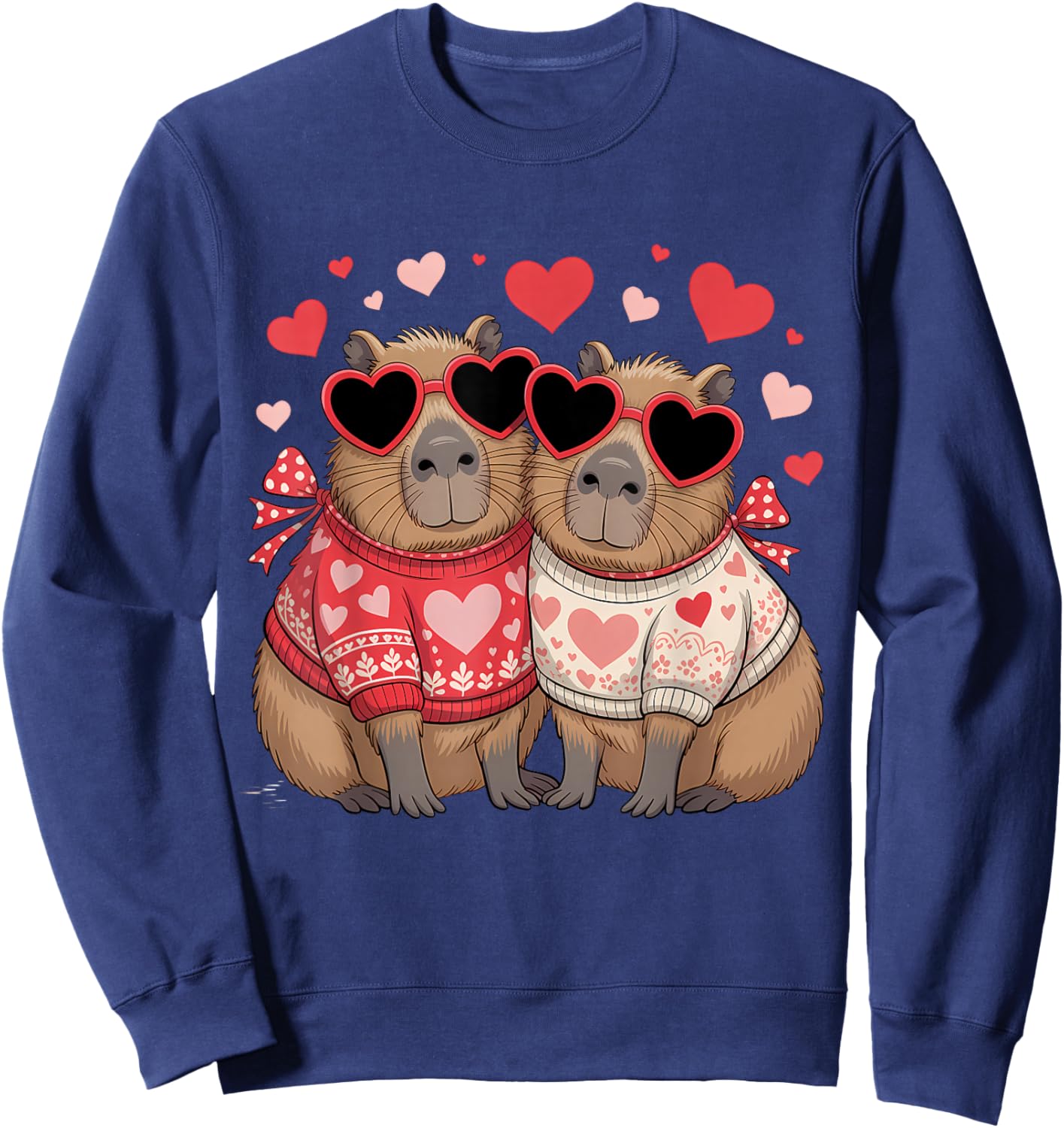 Valentines Day Cute Valentine Capybara Lover Sweatshirt - Sweatshirt | Navy