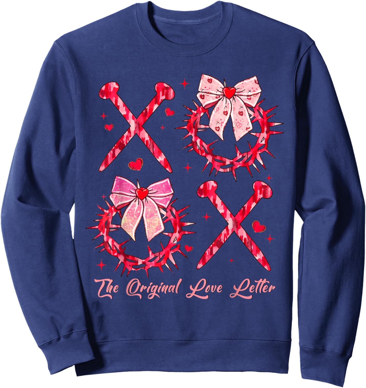 The Original Love Letters Valentine XOXO Heart Sweatshirt - Sweatshirt | Navy