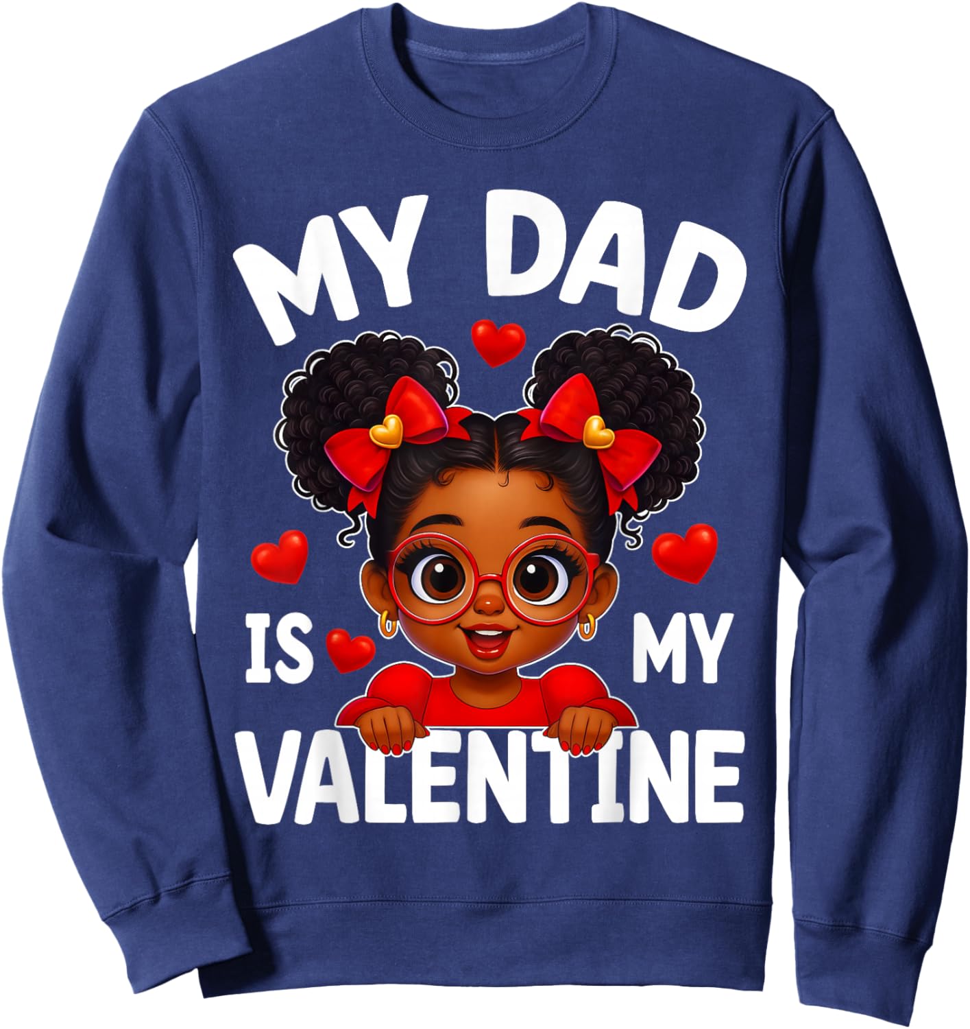Dad is My Valentine African American Kids Valentine's Day Sweatshirt - Sweatshirt | Navy